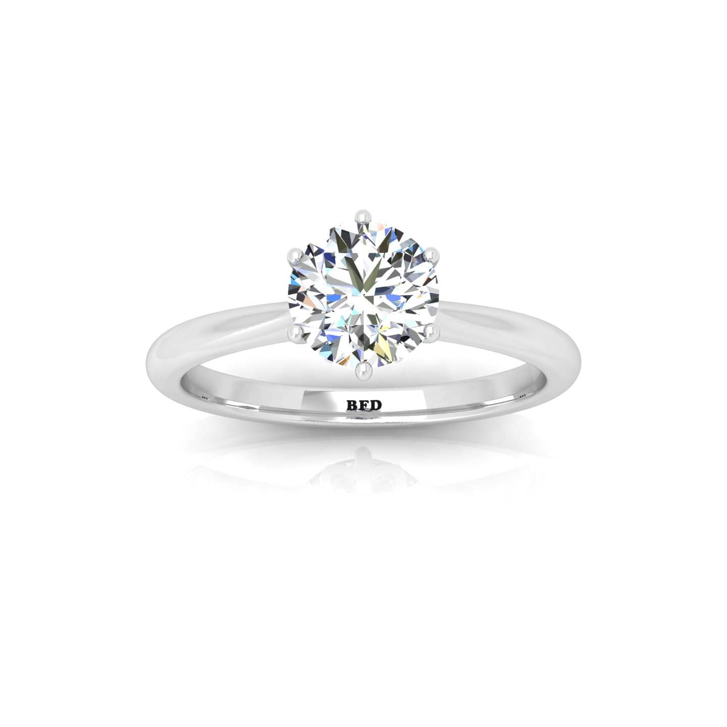 Round Diamond Six Claw Solitaire Engagement Ring