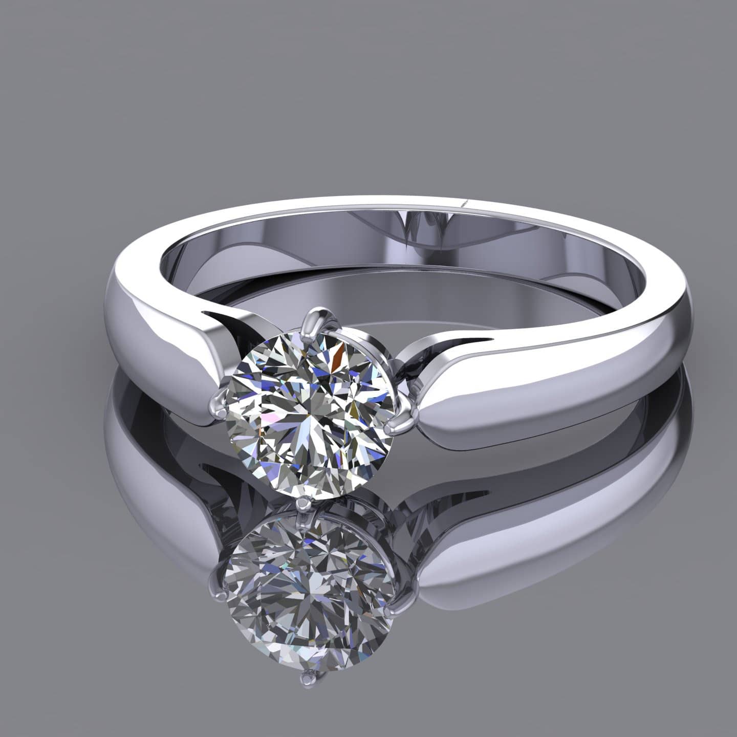 East West Prong Round Diamond Solitaire Engagement Ring