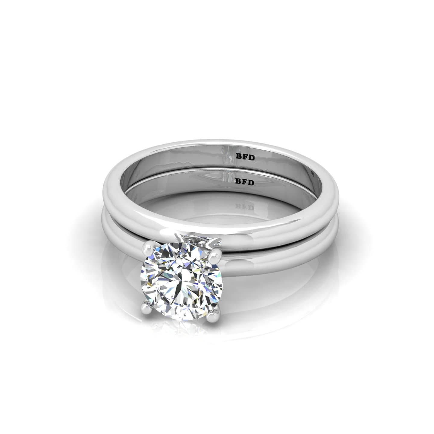 SOLITAIRE ROUND DIAMOND BRIDAL SET ENGAGEMENT RING