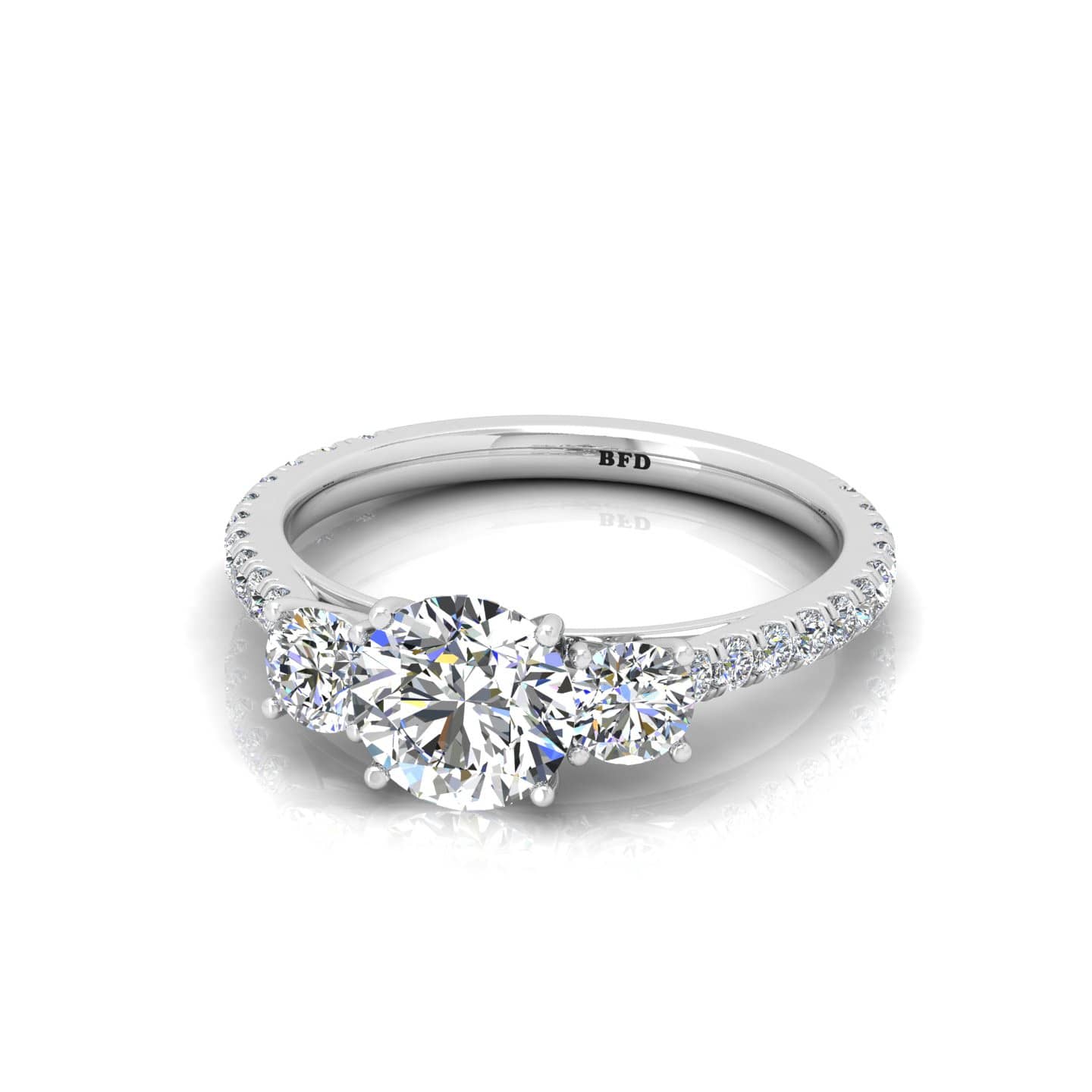 Round Brilliant Cut Diamond Trilogy Engagement Ring