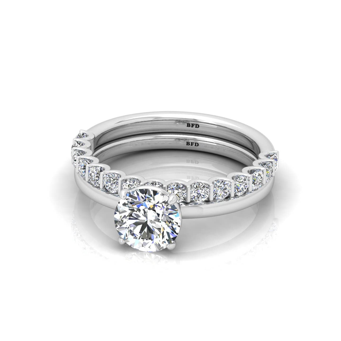 Round Diamond Solitaire Ring With Designer Matching Band
