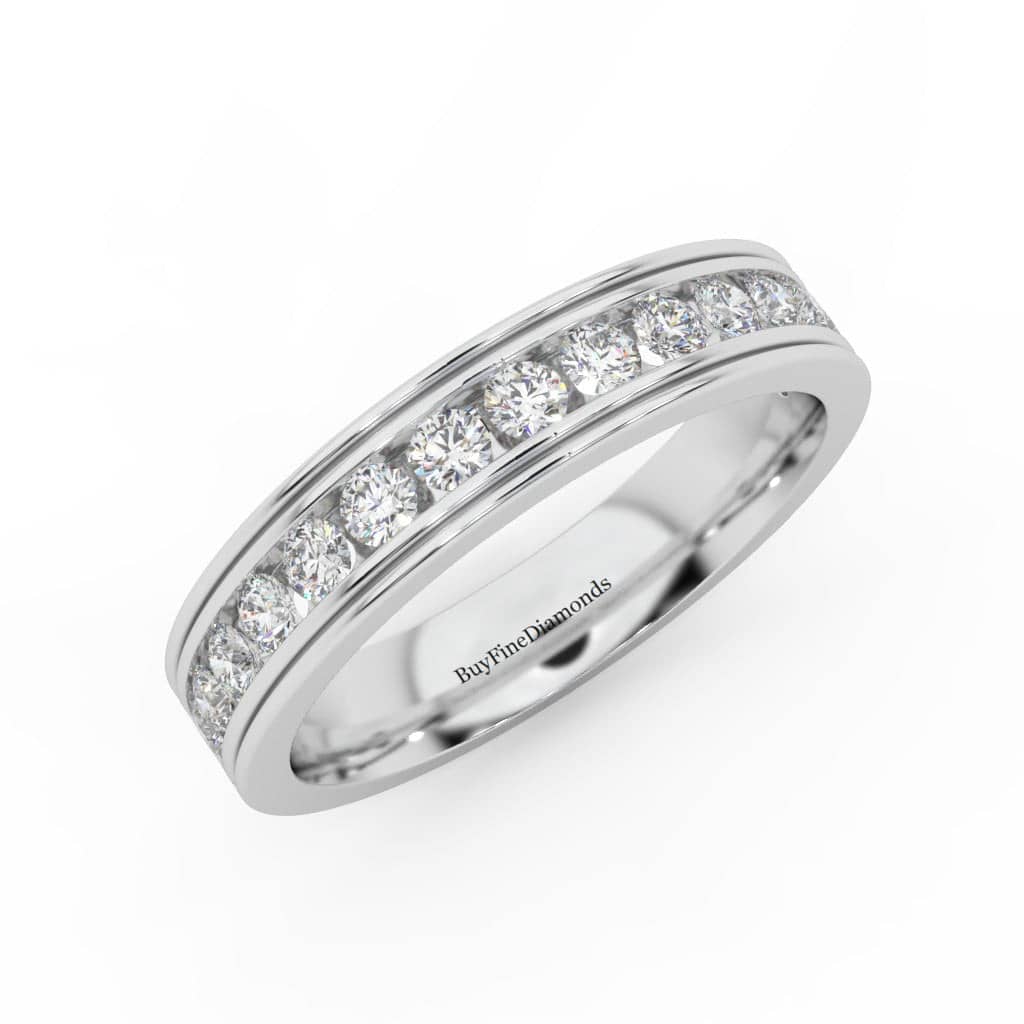 4MM CHANNEL SET NATURAL ROUND DIAMOND WEDDING BAND RING - 0.65 CARAT