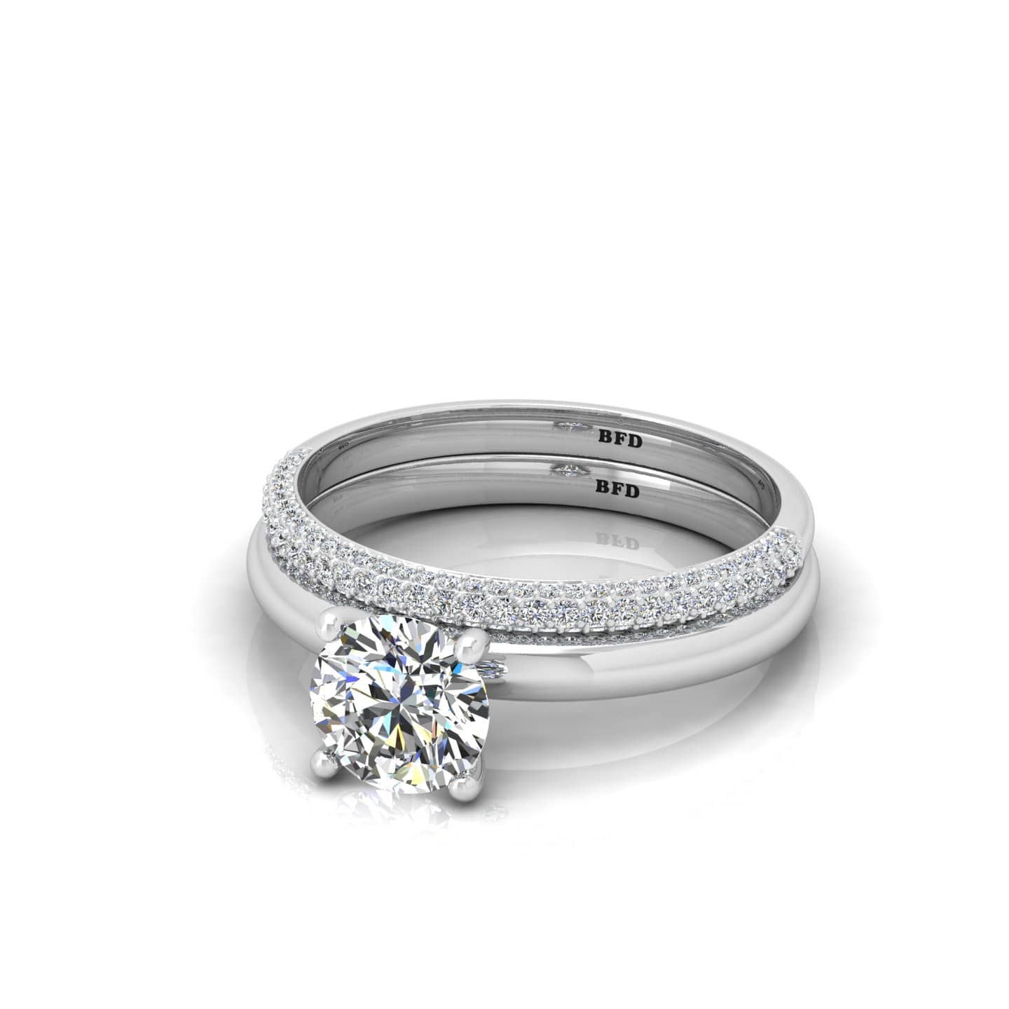 Round Diamond Engagement Ring With Designer Wedding Band