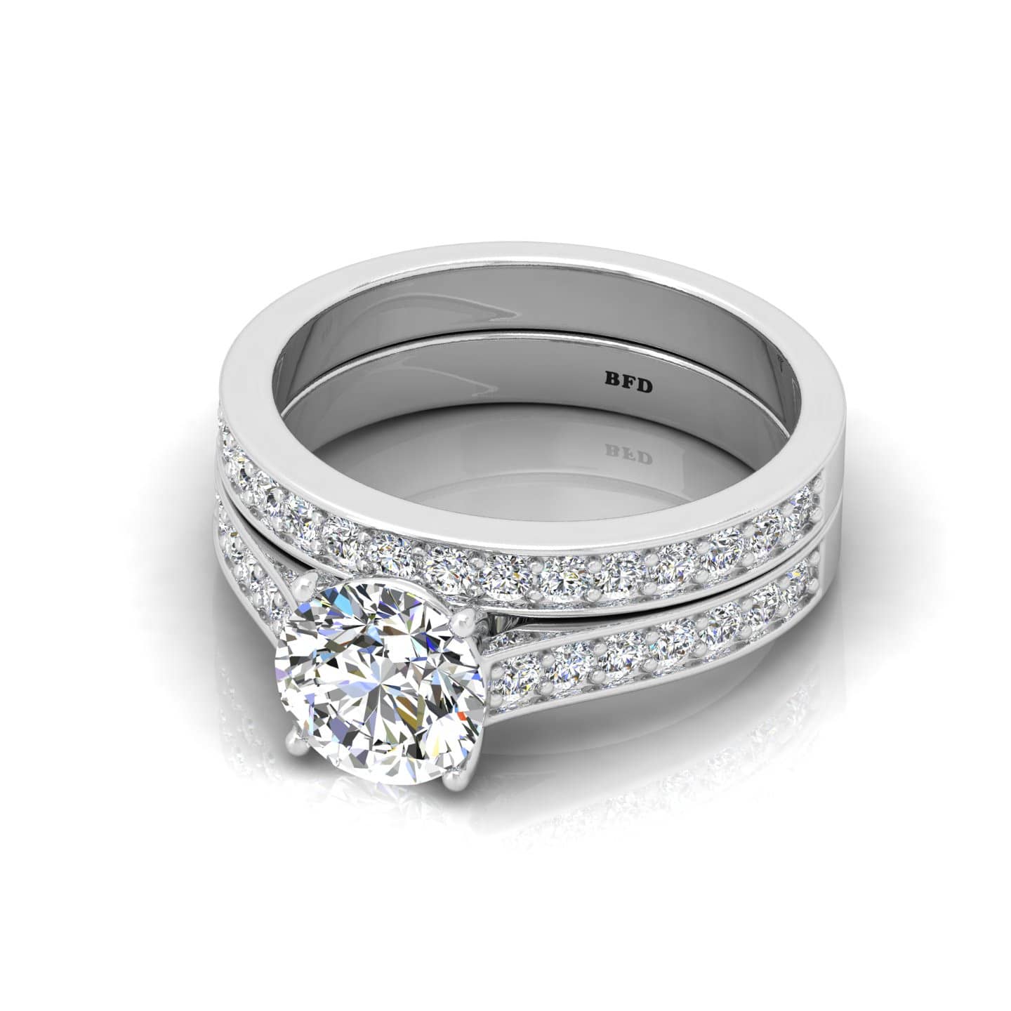 Round Diamond Claw Set Ring With Matching Band