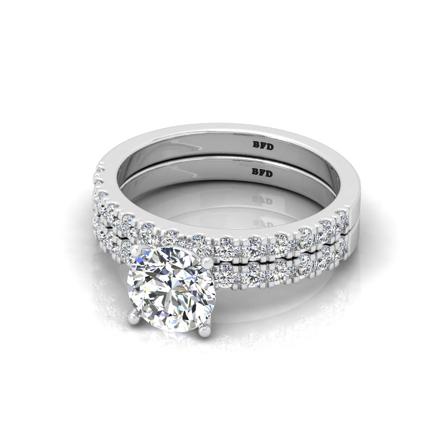 Round Diamond Claw Set Engagement Ring With Wedding Band