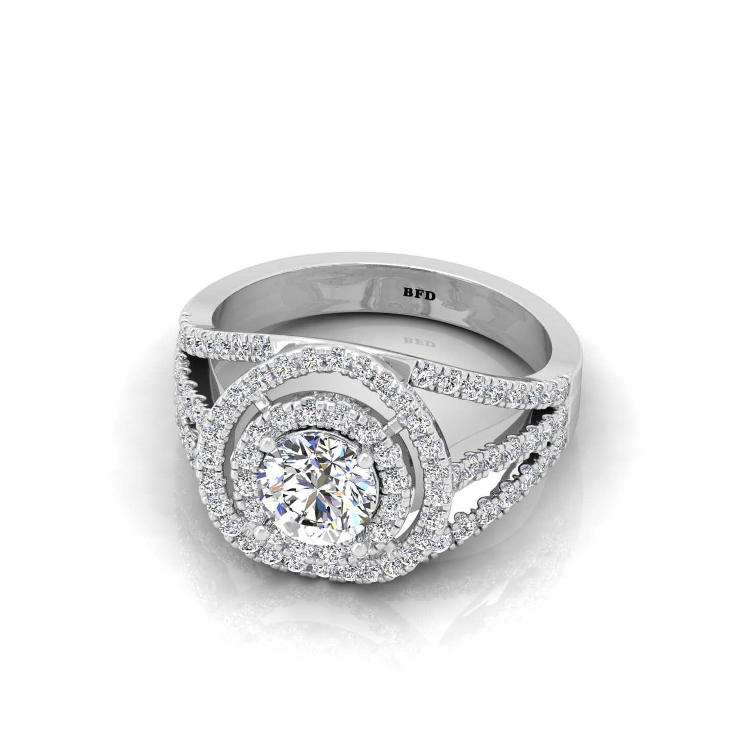 Round Diamond Designer Double Halo Engagement Ring