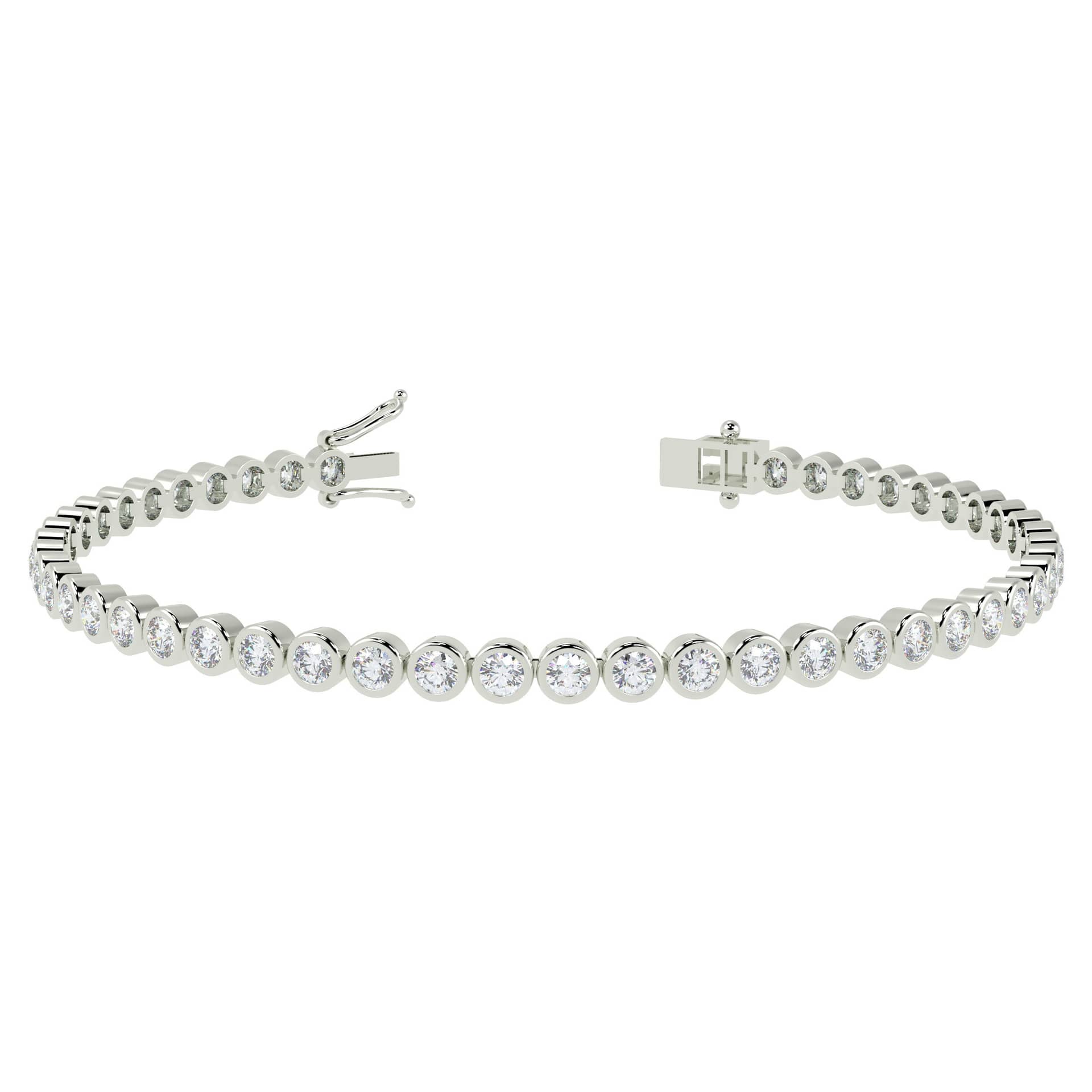 1.25 Ct Round Diamond Bezel Set Tennis Bracelet For Women In White Gold