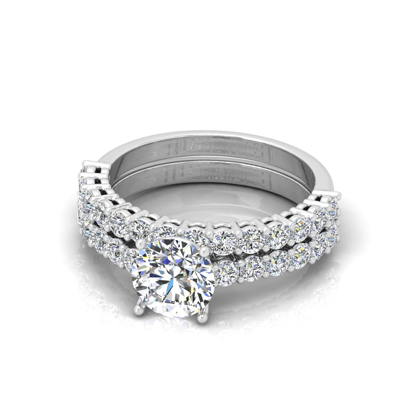 Round Diamond Engagement Ring With Matching Band