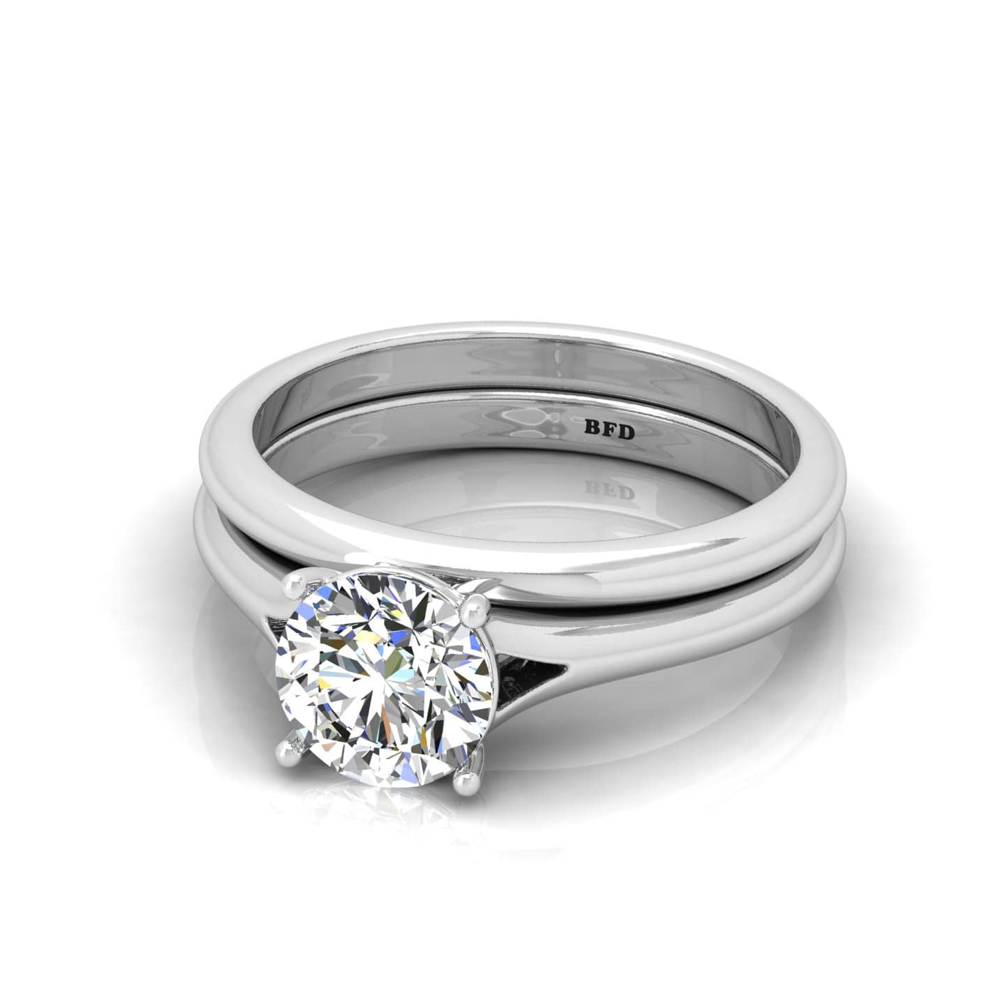 Comfort Fit Round Diamond Solitaire Ring With Matching Band