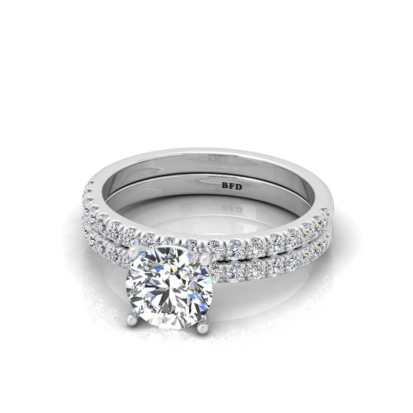 Classic Round Diamond Claw Set Engagement Ring With Wedding Band