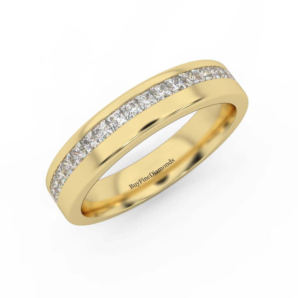 4.0MM NATURAL PRINCESS DIAMOND CHANNEL SET WOMEN'S WEDDING BAND RING - 0.40 CARAT