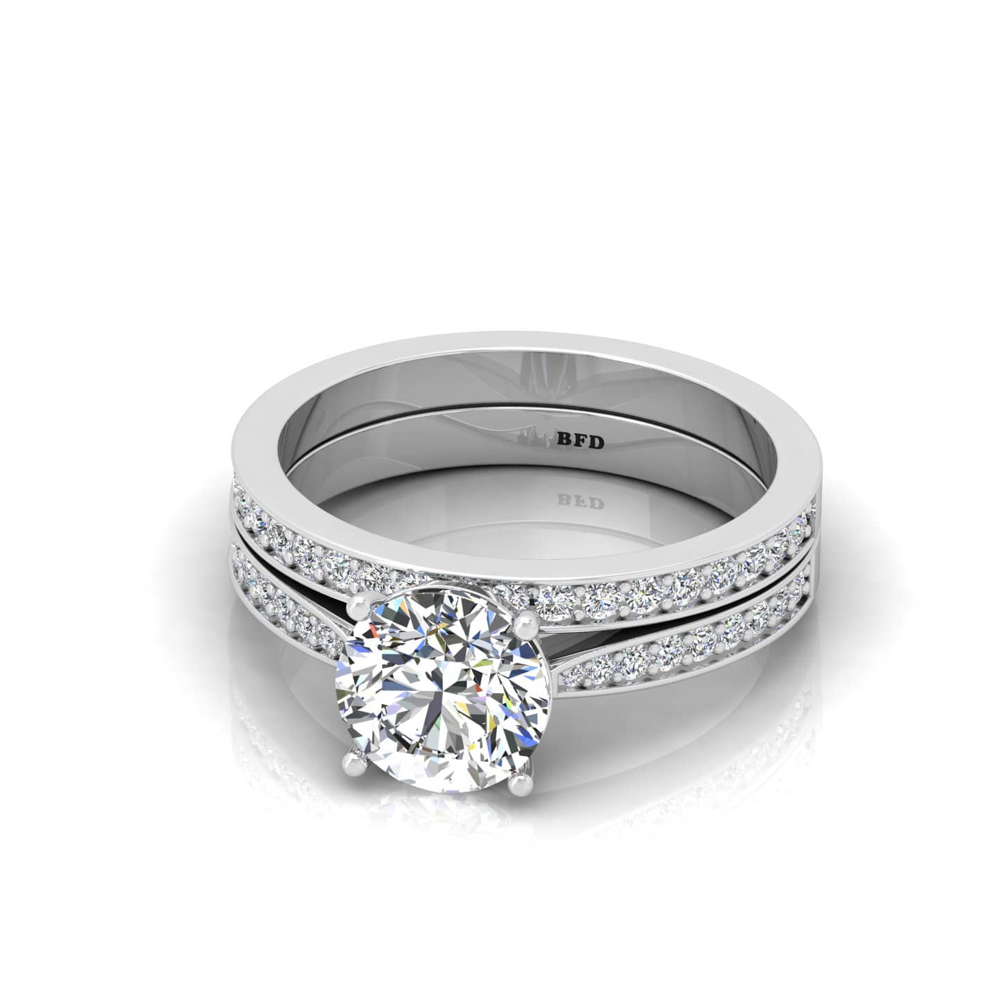 Classic Round Diamond Engagement Ring With Matching Band