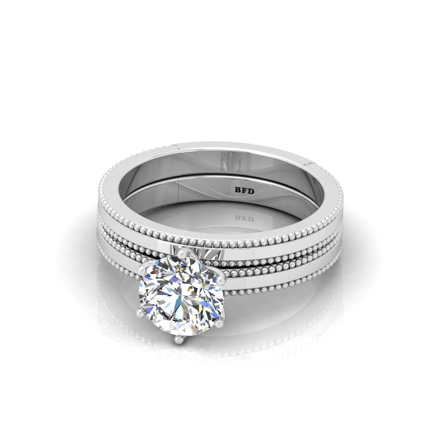Round Diamond Classic Solitaire Ring With Matching Band