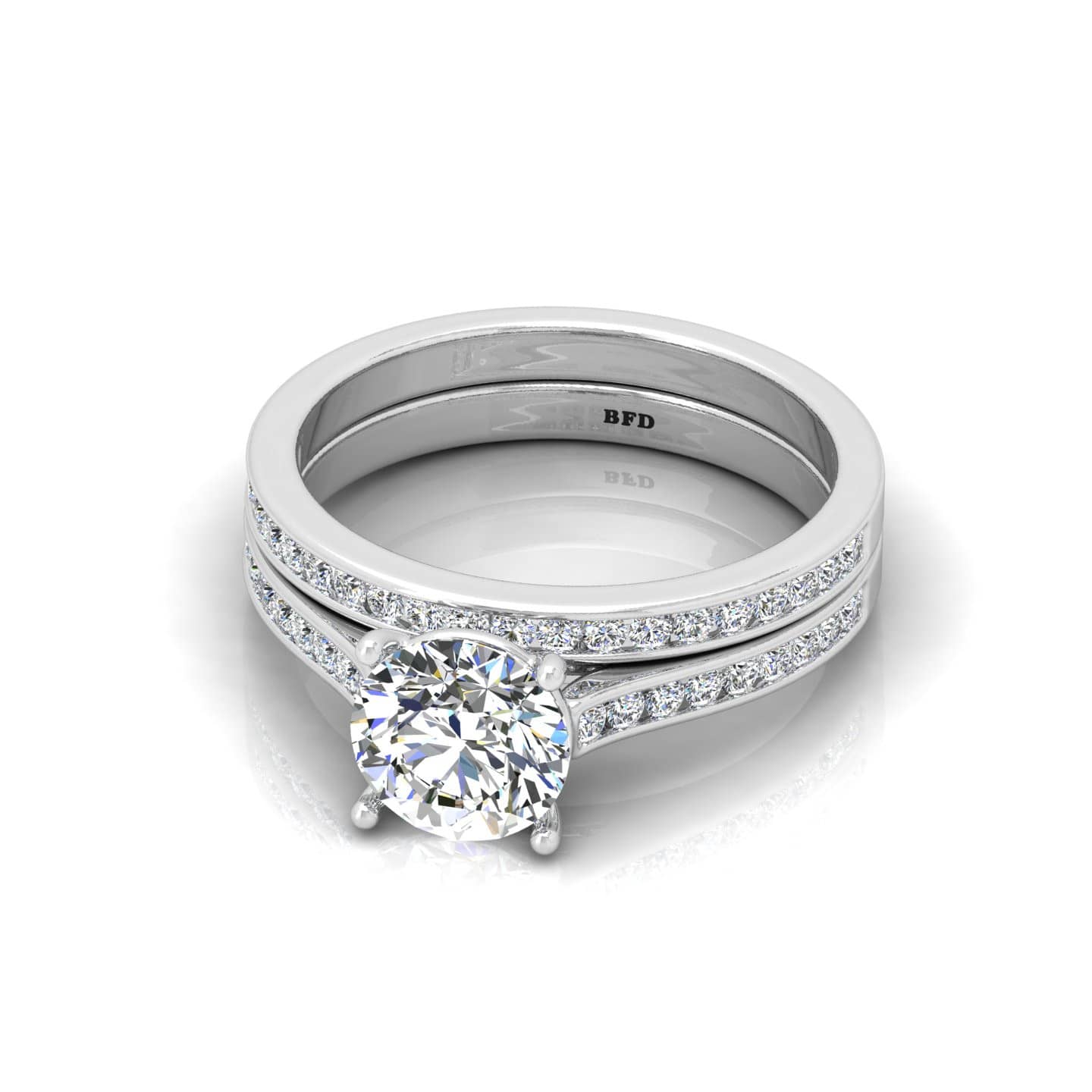 Round Diamond Classic Engagement Ring With Wedding Band