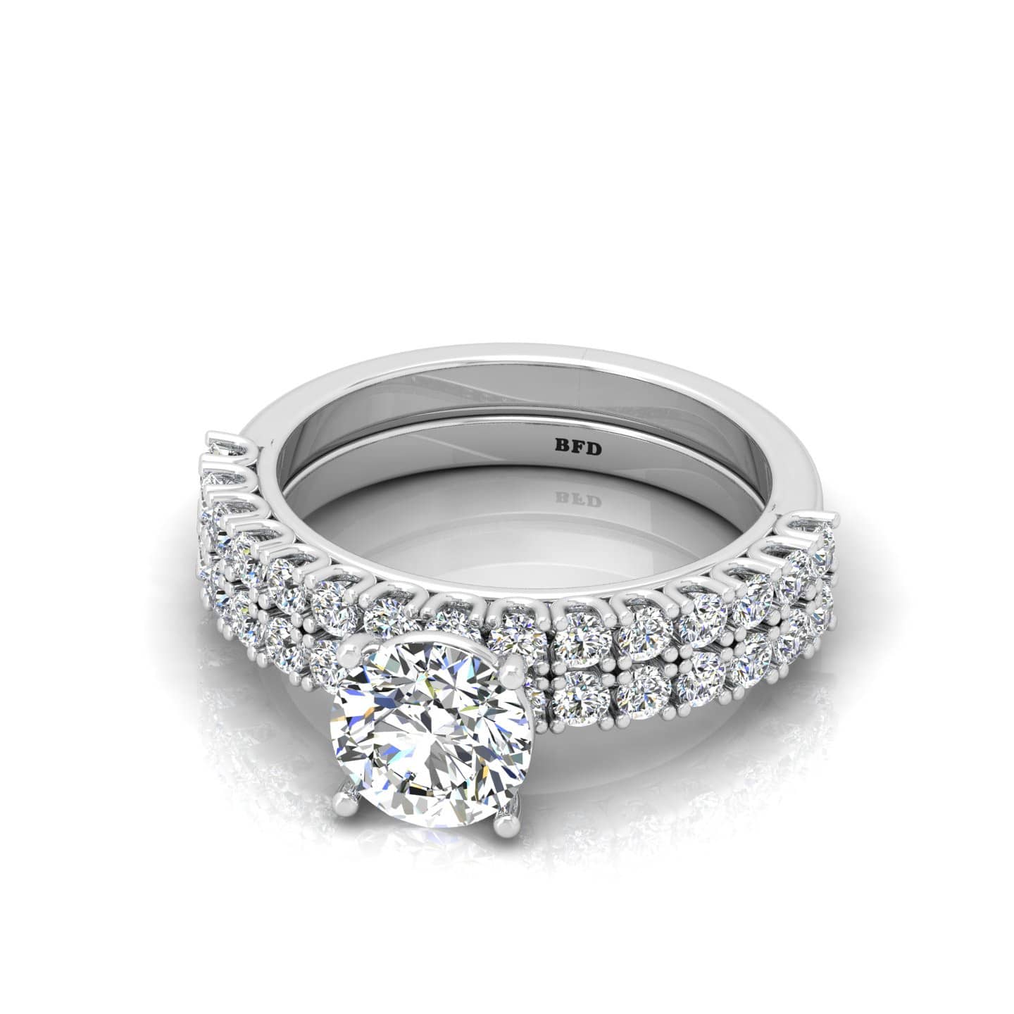 Round Diamond Engagement Ring With Designer Matching Band