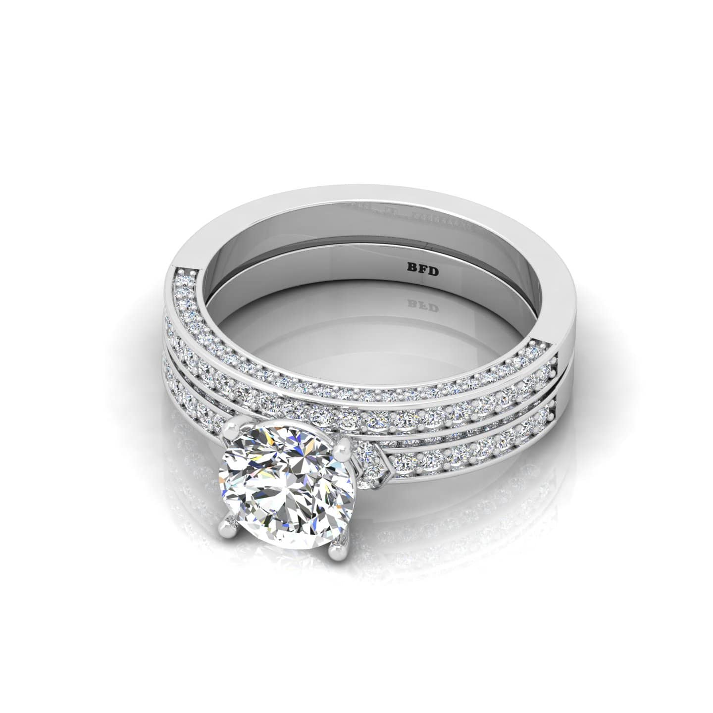 Bridal Set Round Diamond Designer Engagement Ring