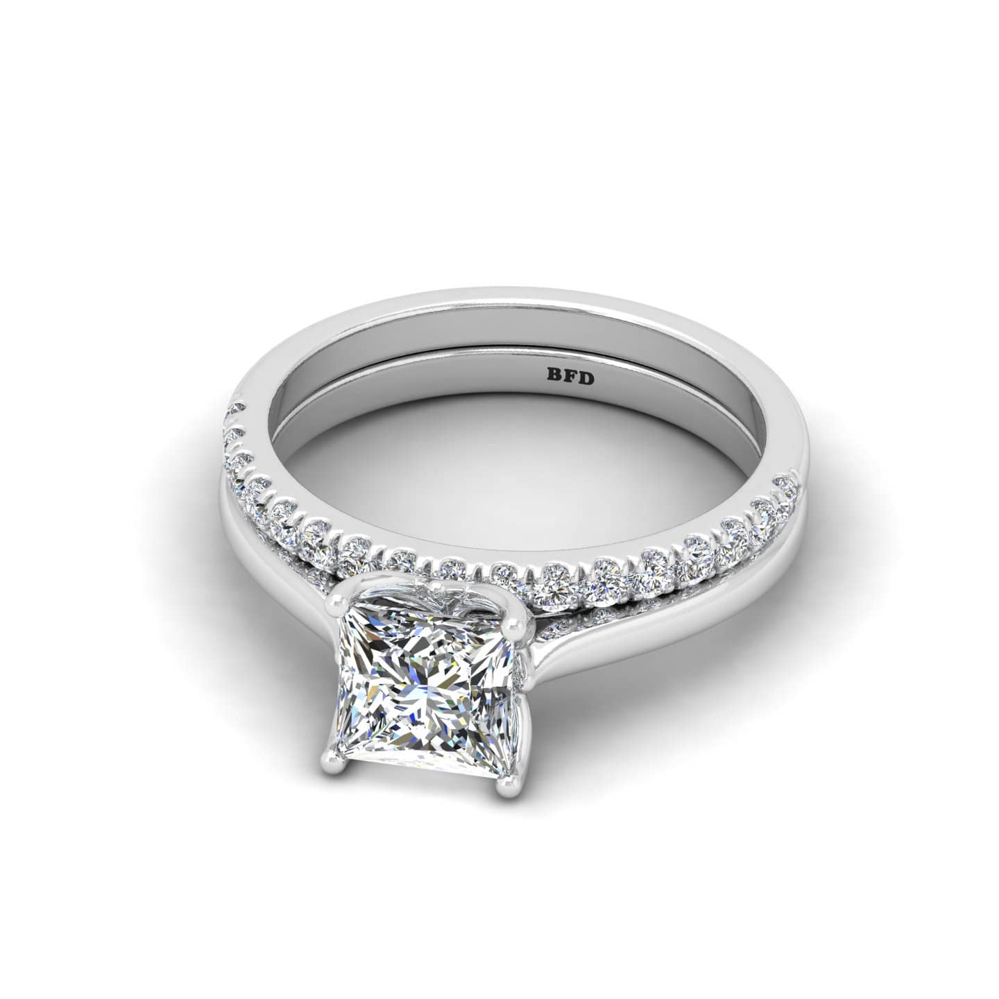 Princess Diamond Engagement Ring With Wedding Band