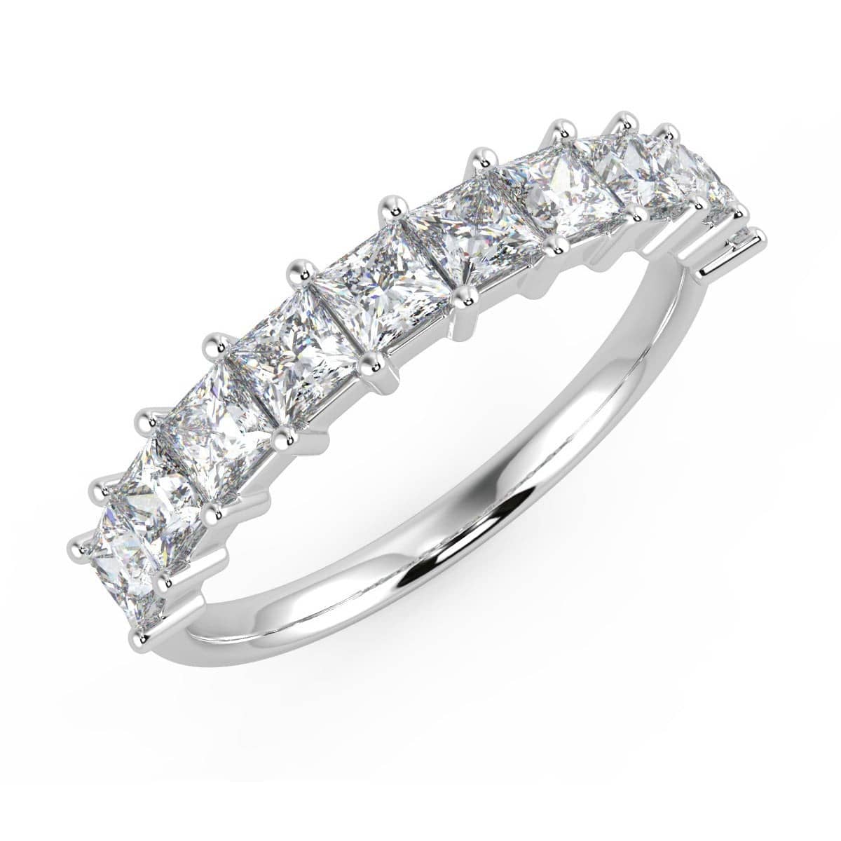 PRINCESS DIAMOND HALF ETERNITY RING IN PLATINUM/18K GOLD 0.60 CT F/VS
