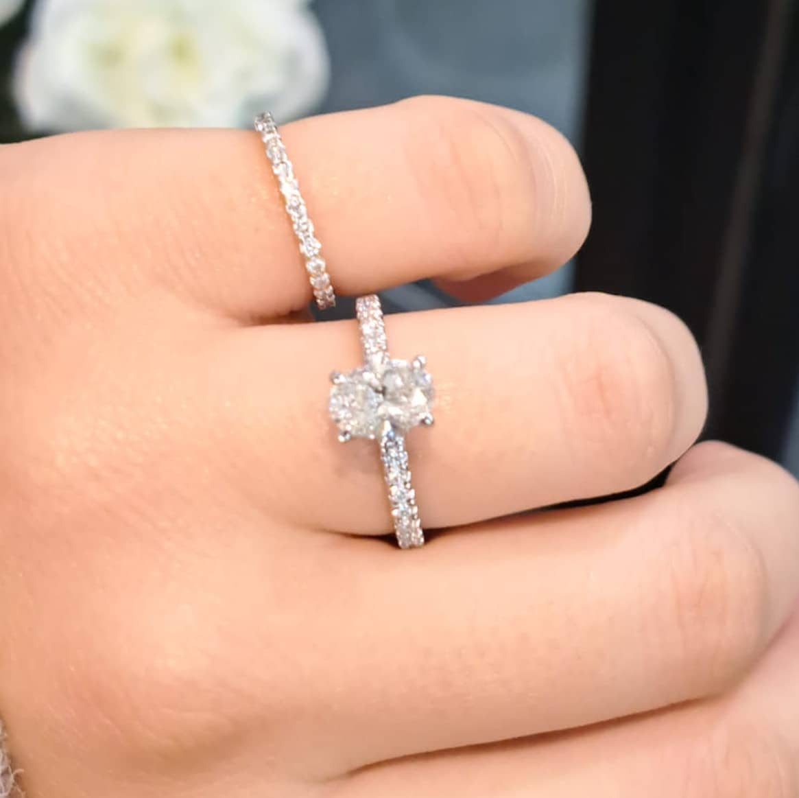 Oval Diamond Engagement Ring With Matching Band
