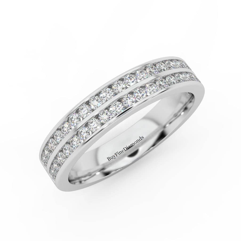 4MM NATURAL ROUND DIAMOND HALF ETERNITY RING TWO ROW CHANNEL SET - 0.55 CARAT