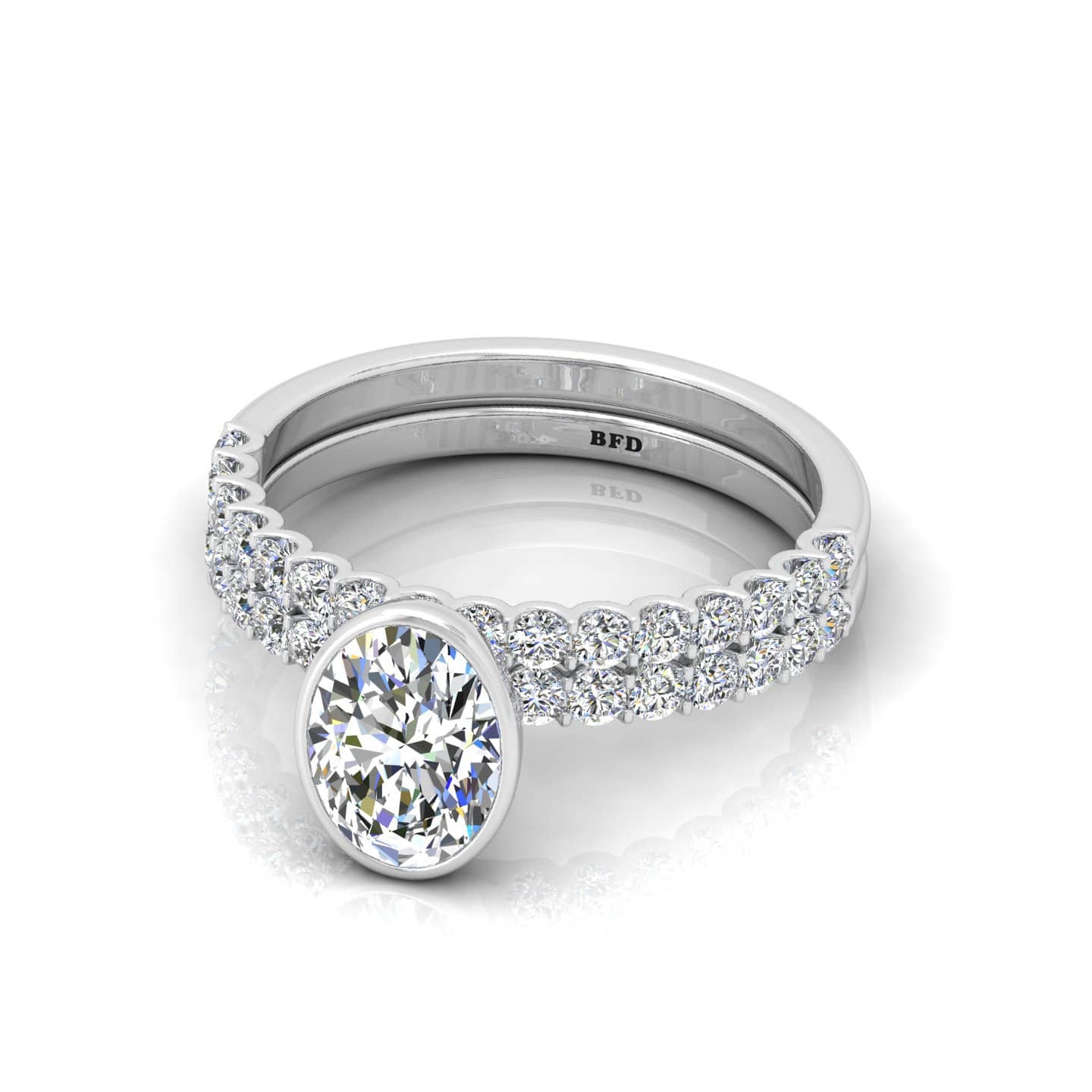 Bridal Set Oval Diamond Designer Engagement Ring