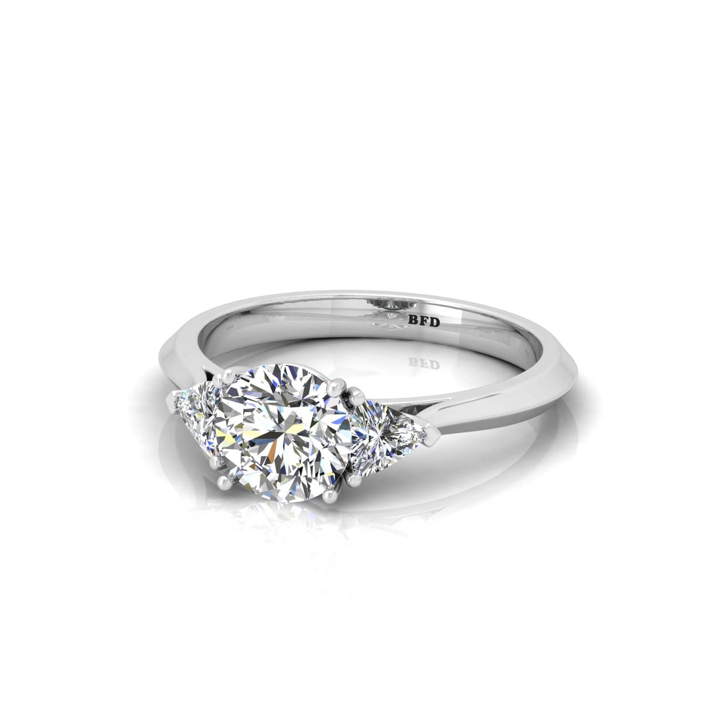 Round With Trillion Diamond Engagement Ring