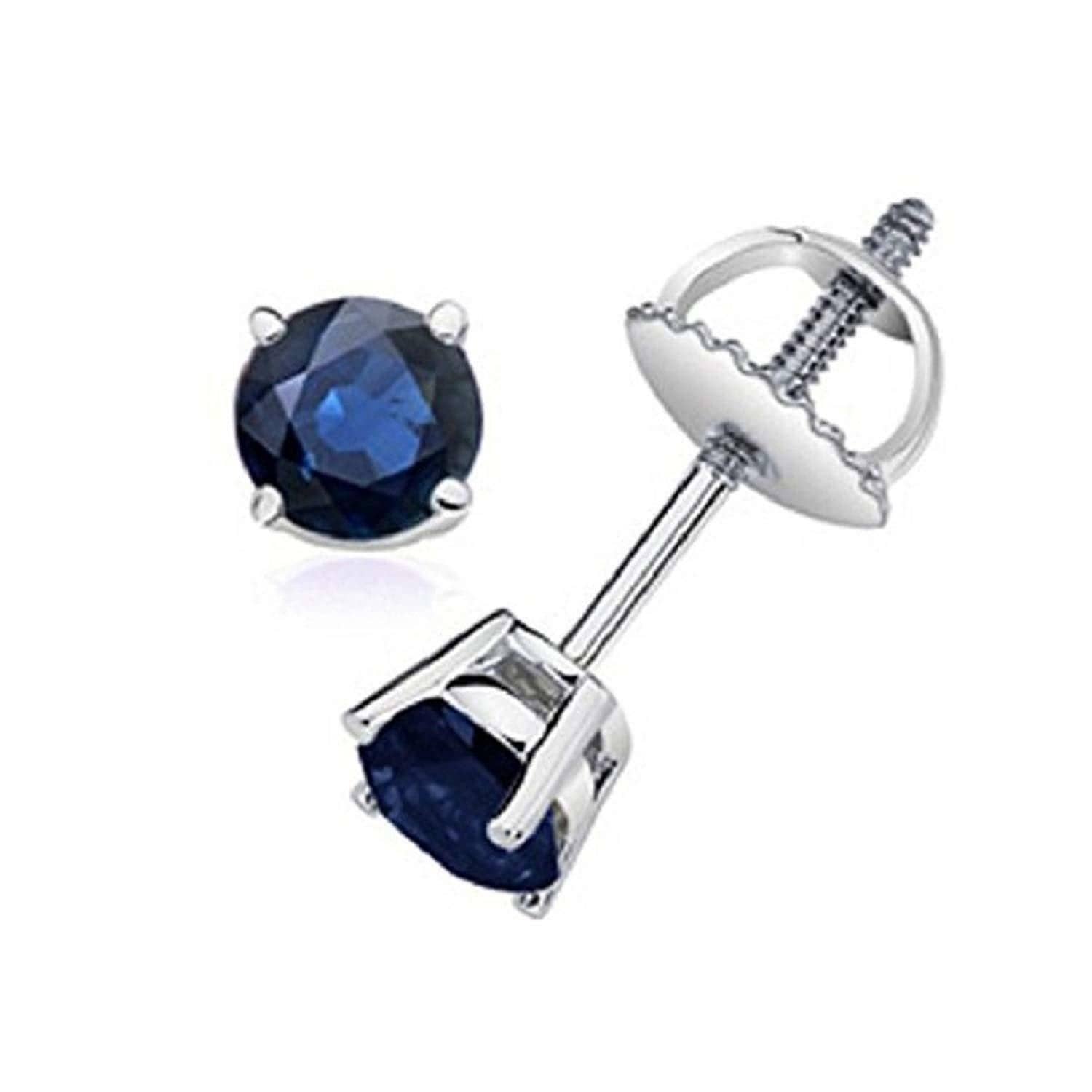 Best Deal...! 0.50 Ct Round Sapphire Stud Earring For Her In Sterling Silver