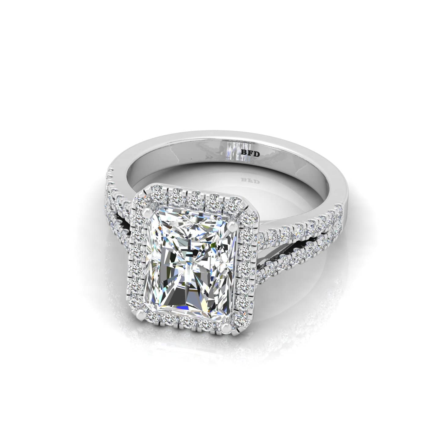 Radiant Diamond Halo Engagement Ring
