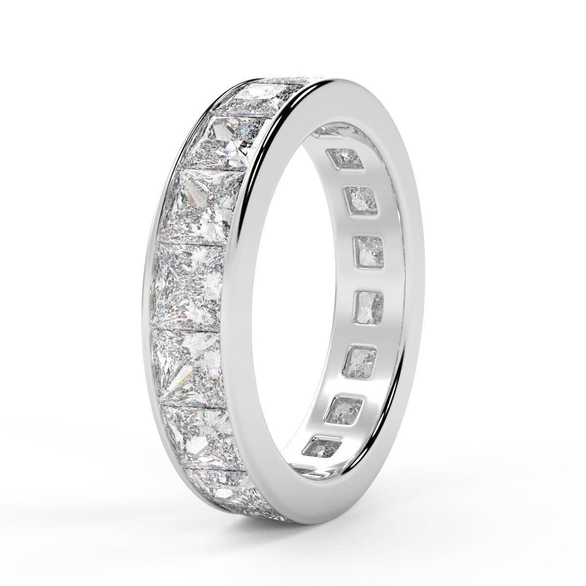 4.2MM D-E/VS 2.50Ct Princess Diamond Channel Set Full Eternity Ring In Platinum