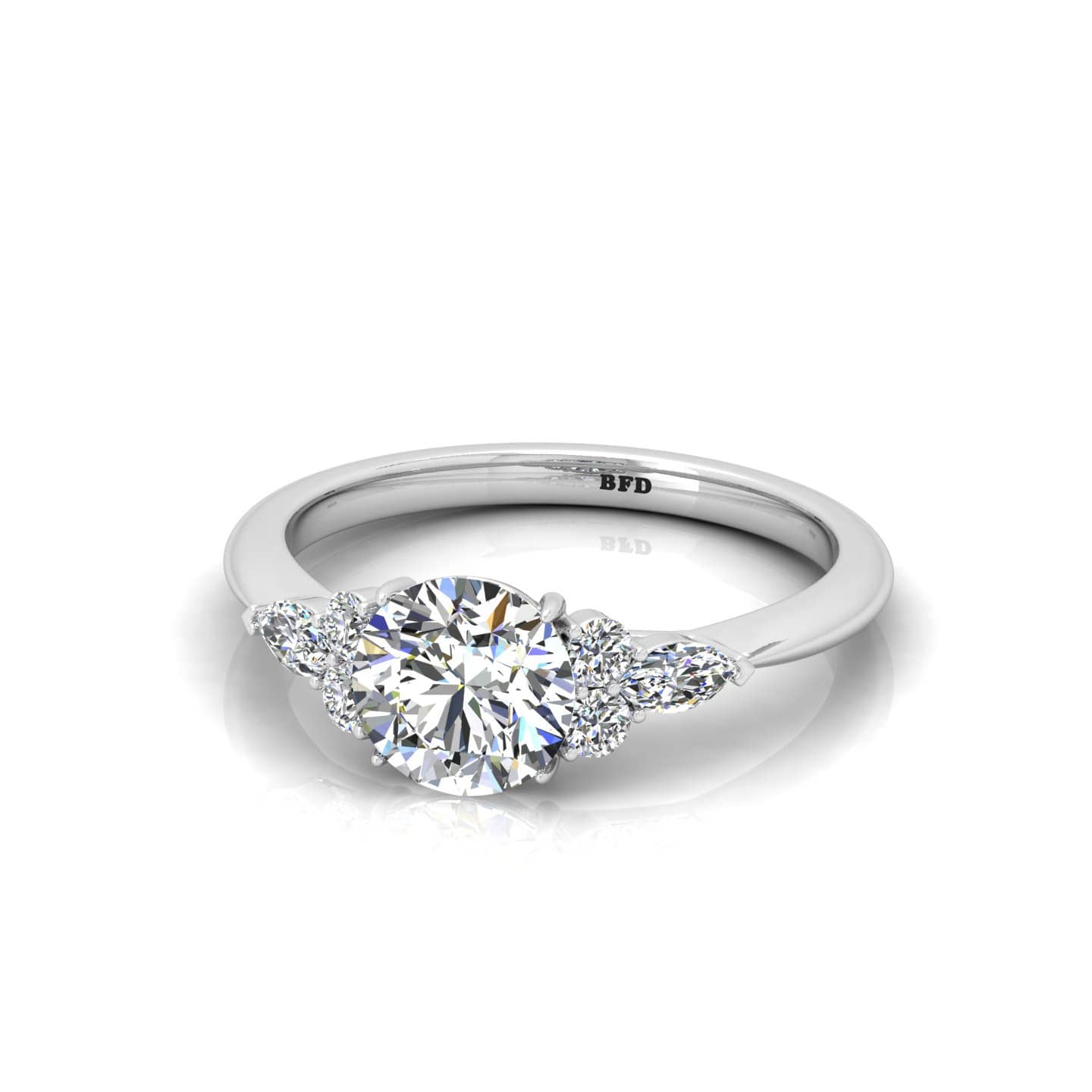 Comfort Fit Round Diamond Trilogy Engagement Ring