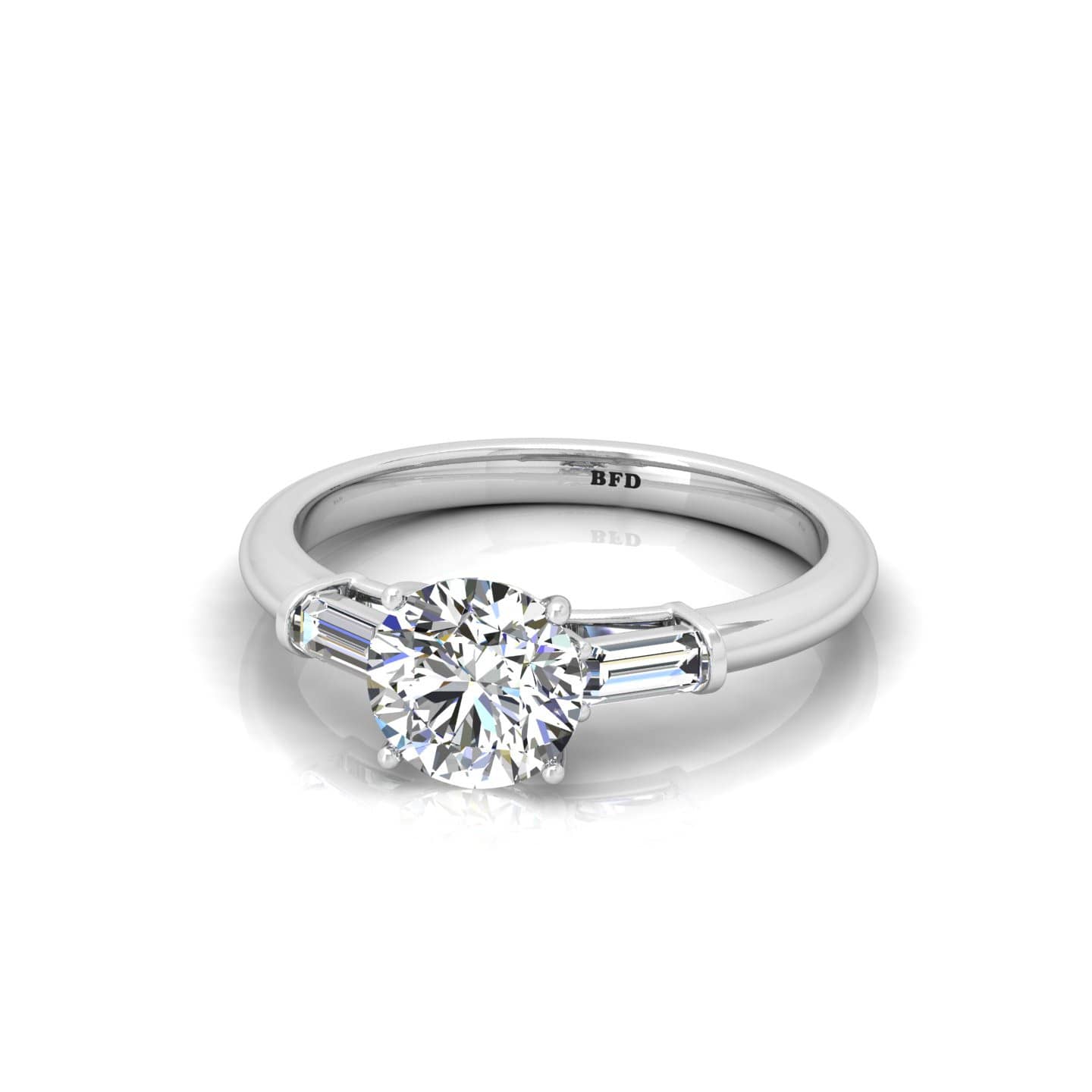 Round Diamond Hidden Halo Trilogy Engagement Ring