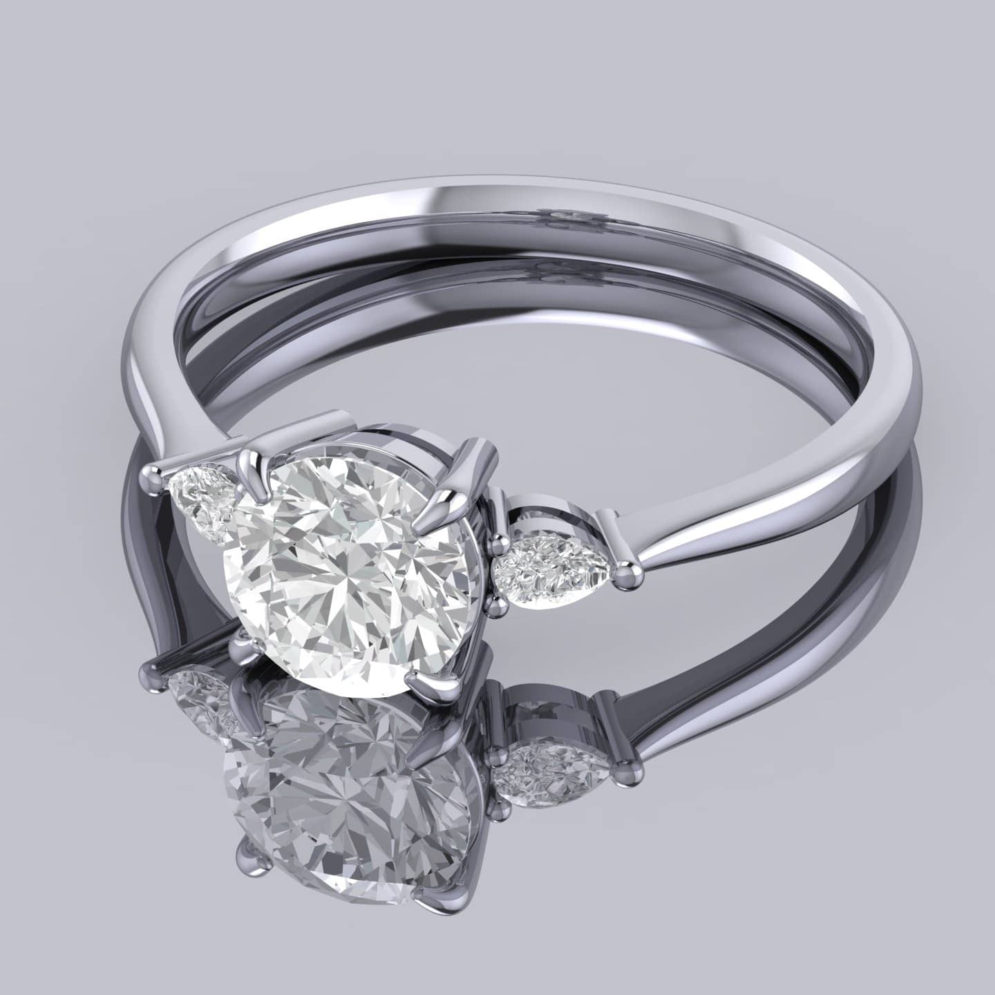 Round Diamond Trilogy Engagement Ring