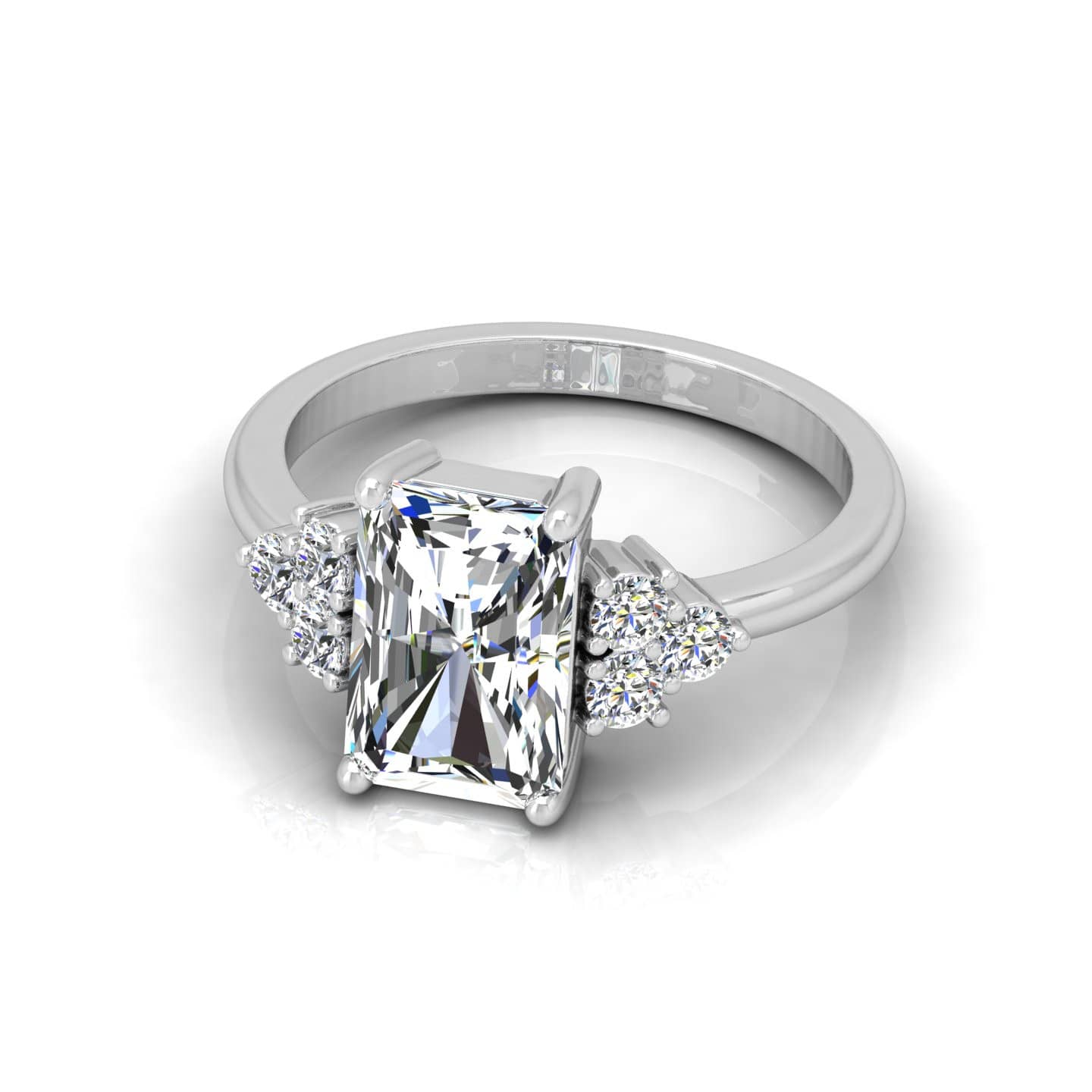 Radiant Diamond Three Stone Engagement Ring