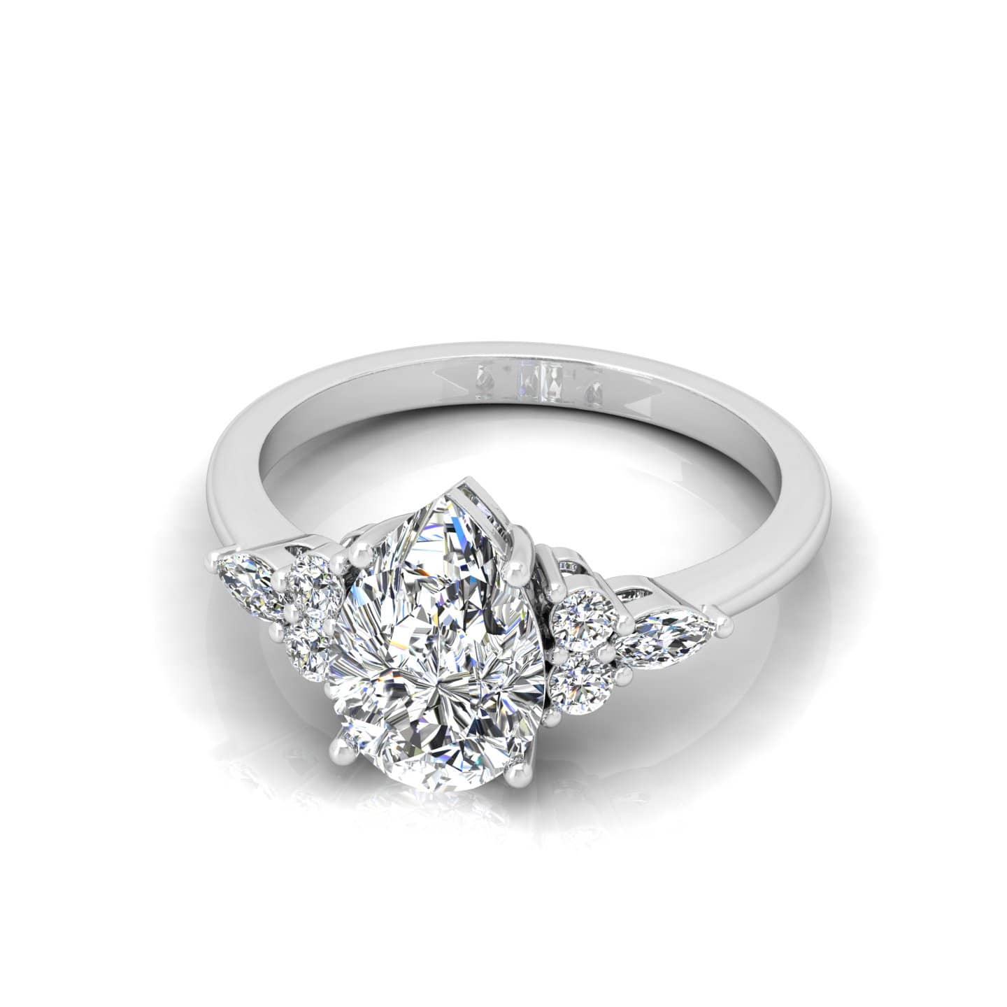 Pear Diamond Trilogy Engagement Ring