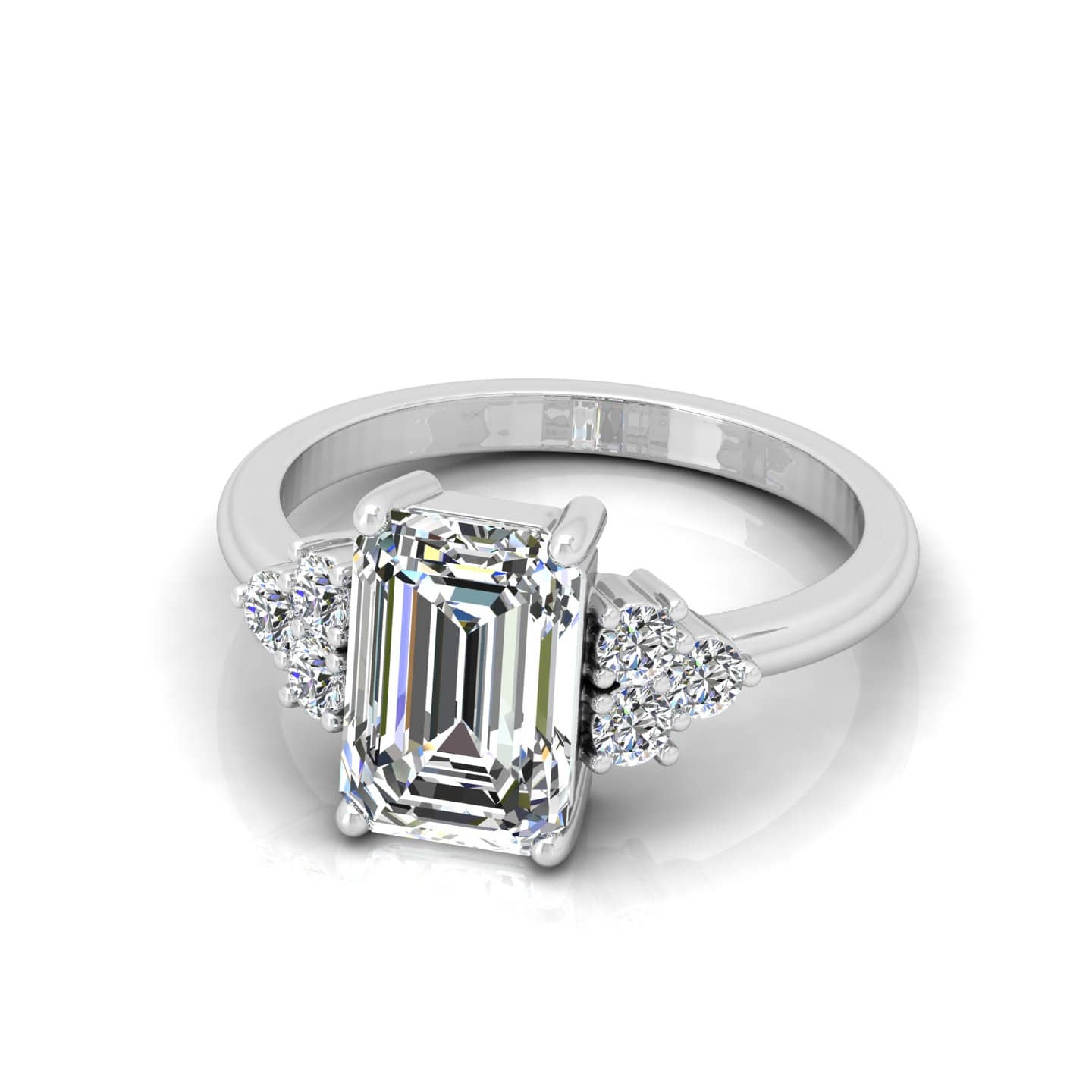 Emerald Diamond Trilogy Engagement Ring