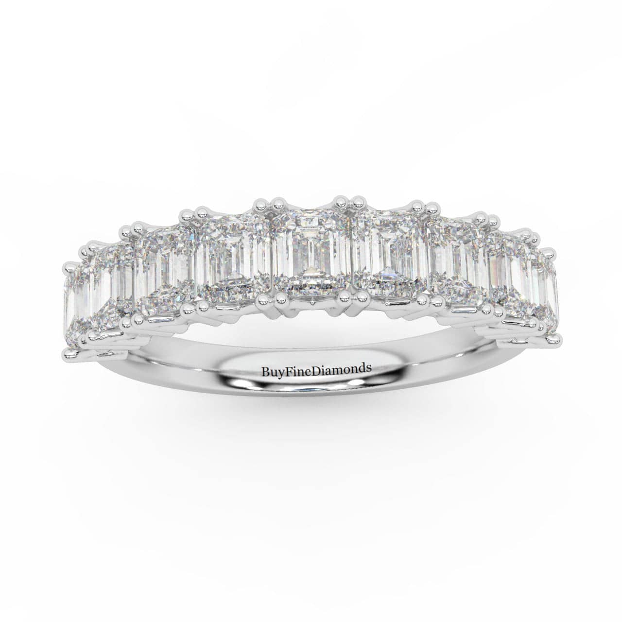 NATURAL EMERALD CUT WOMEN'S DIAMOND HALF ETERNITY RING - 1.20 CARAT