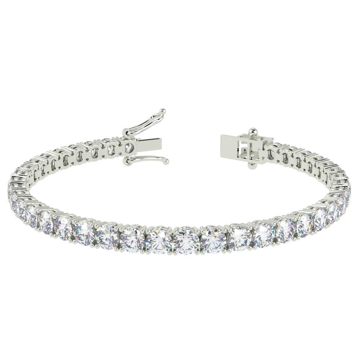 12.50CT F-G/VS-SI ROUND DIAMOND CLAW SET TENNIS BRACELET IN 18K WHITE GOLD
