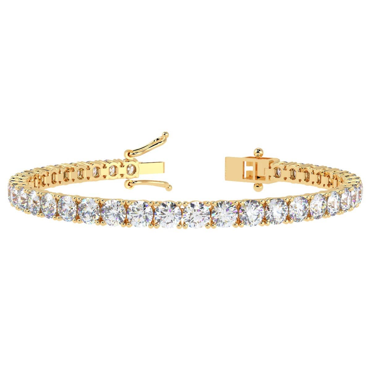F/VS 4.00 Ct NATURAL ROUND DIAMOND CLAW SET TENNIS BRACELET IN 18K YELLOW GOLD