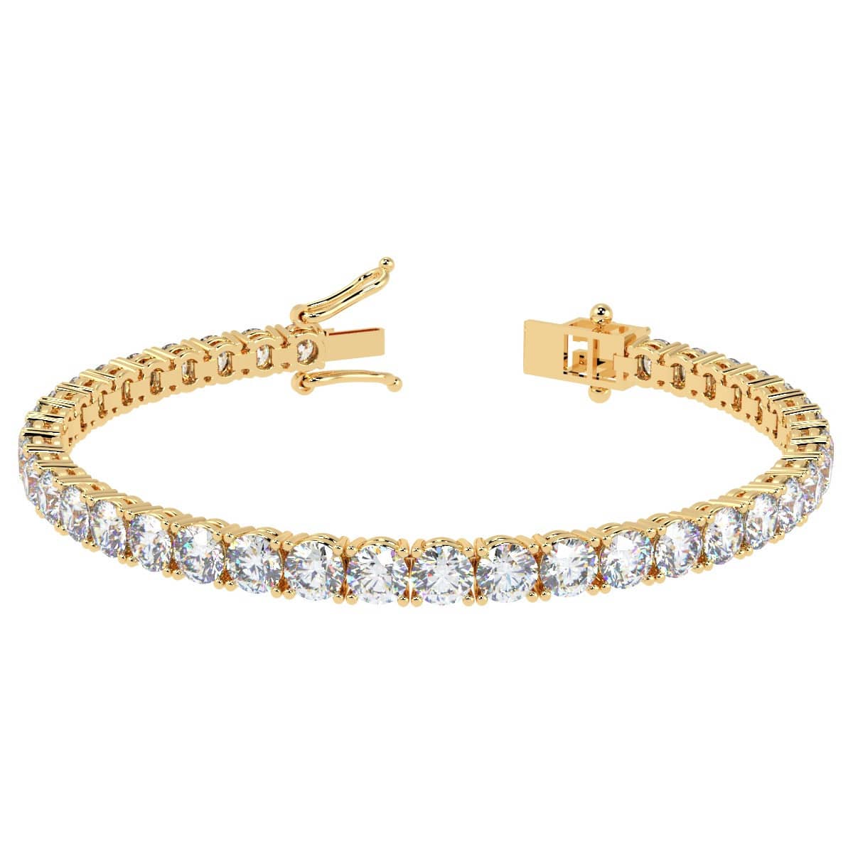 8.50Ct Natural Round Diamond Claw Set Tennis Bracelet In 18k Yellow Gold For Her