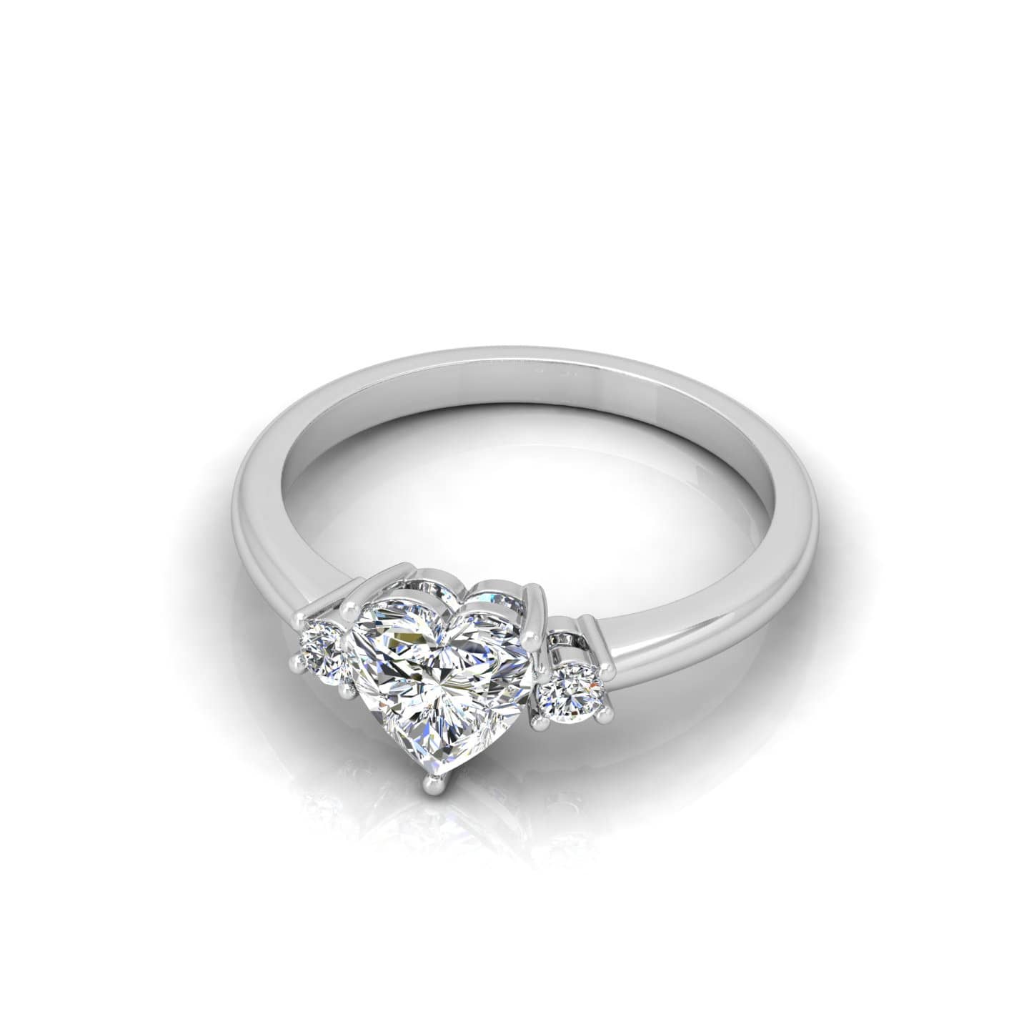 Heart Diamond Three Stone Engagement Ring