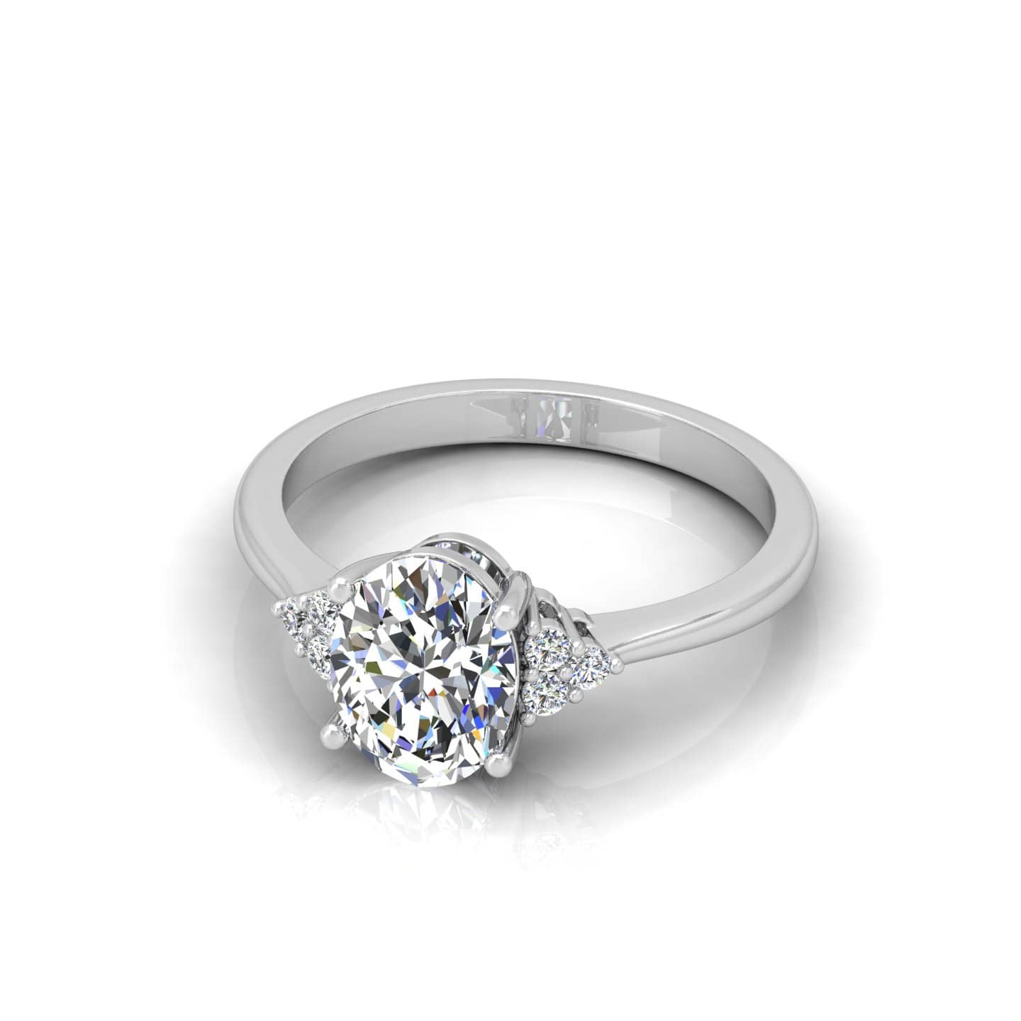 Oval Diamond Trilogy Engagement Ring