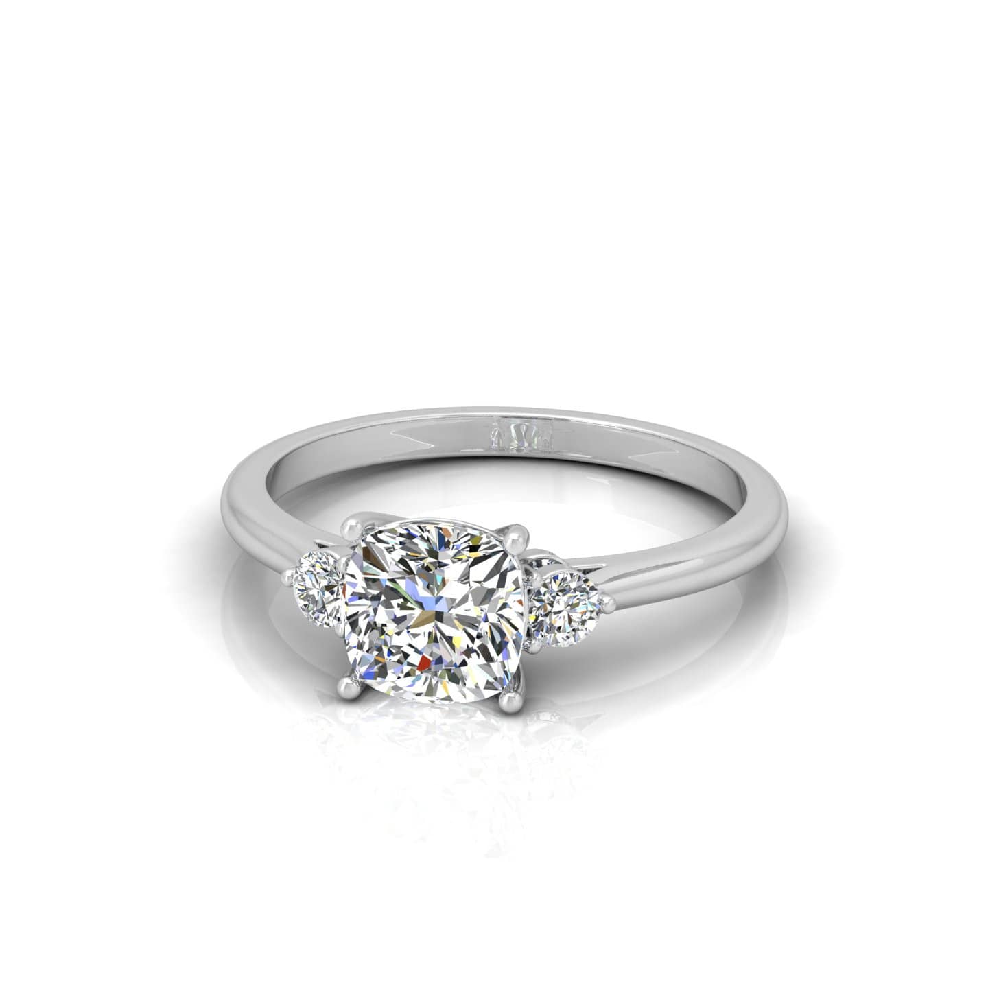 Cushion Diamond Three Stone Engagement Ring