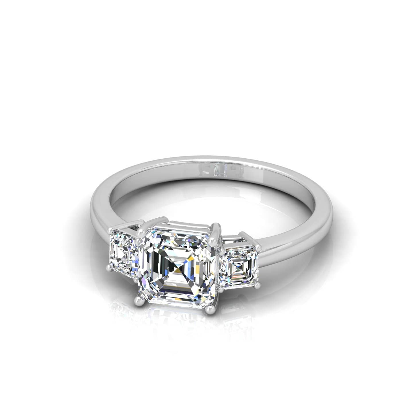 Asscher Cut Diamond Trilogy Engagement Ring