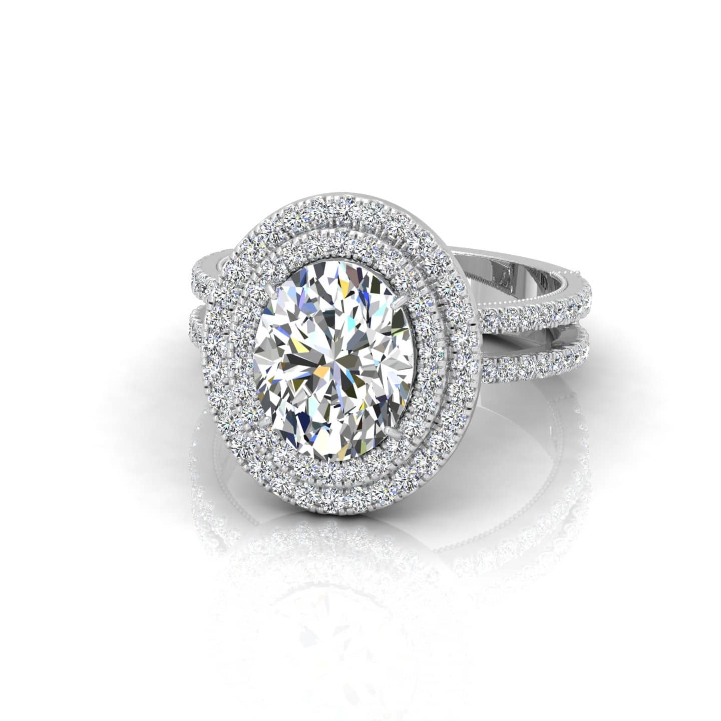 Classic Oval Diamond Double Halo Engagement Ring