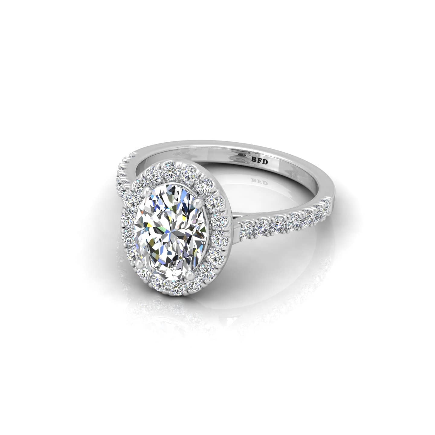 Classic Oval Diamond Claw Set Halo Ring