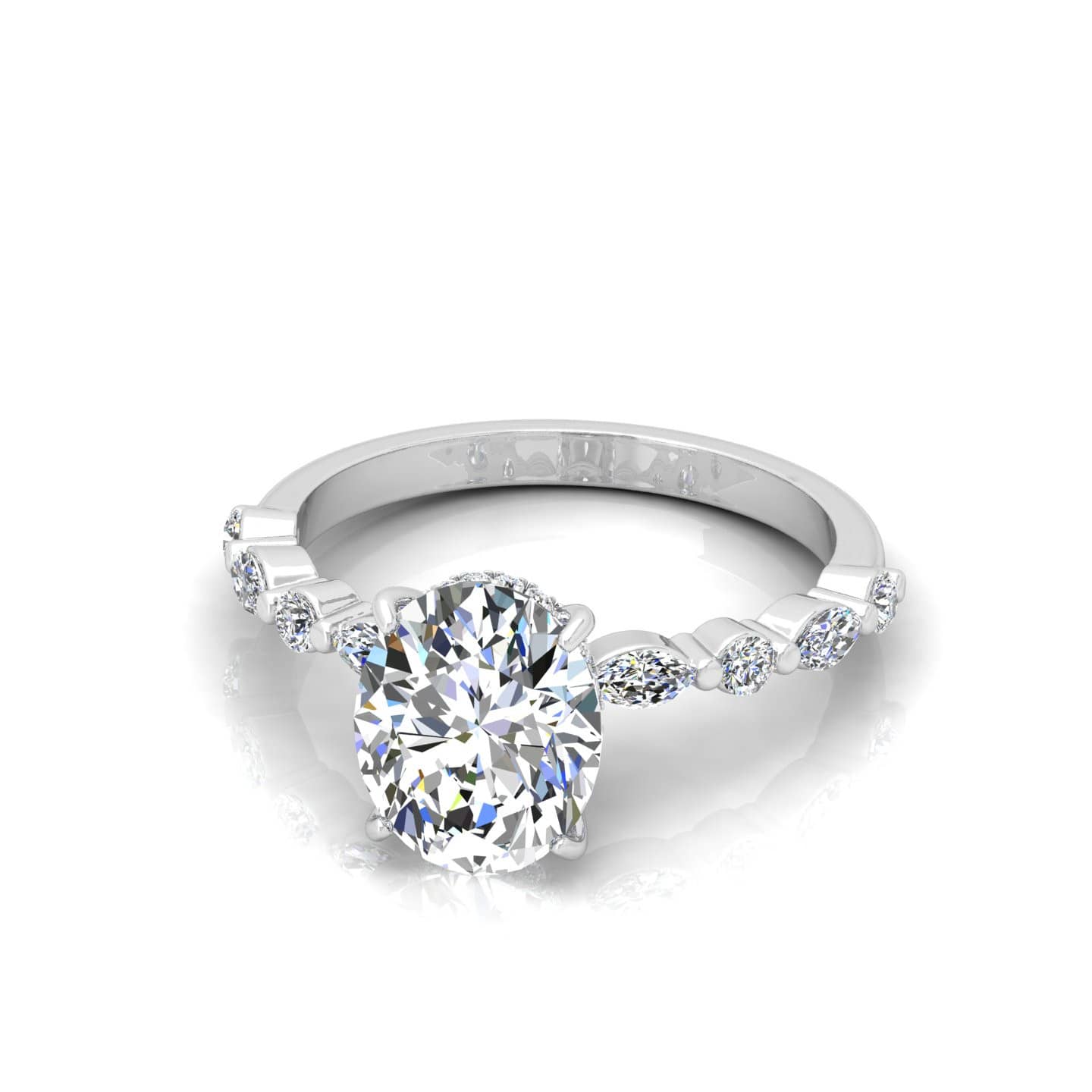 Oval Diamond Hidden Halo Engagement Ring