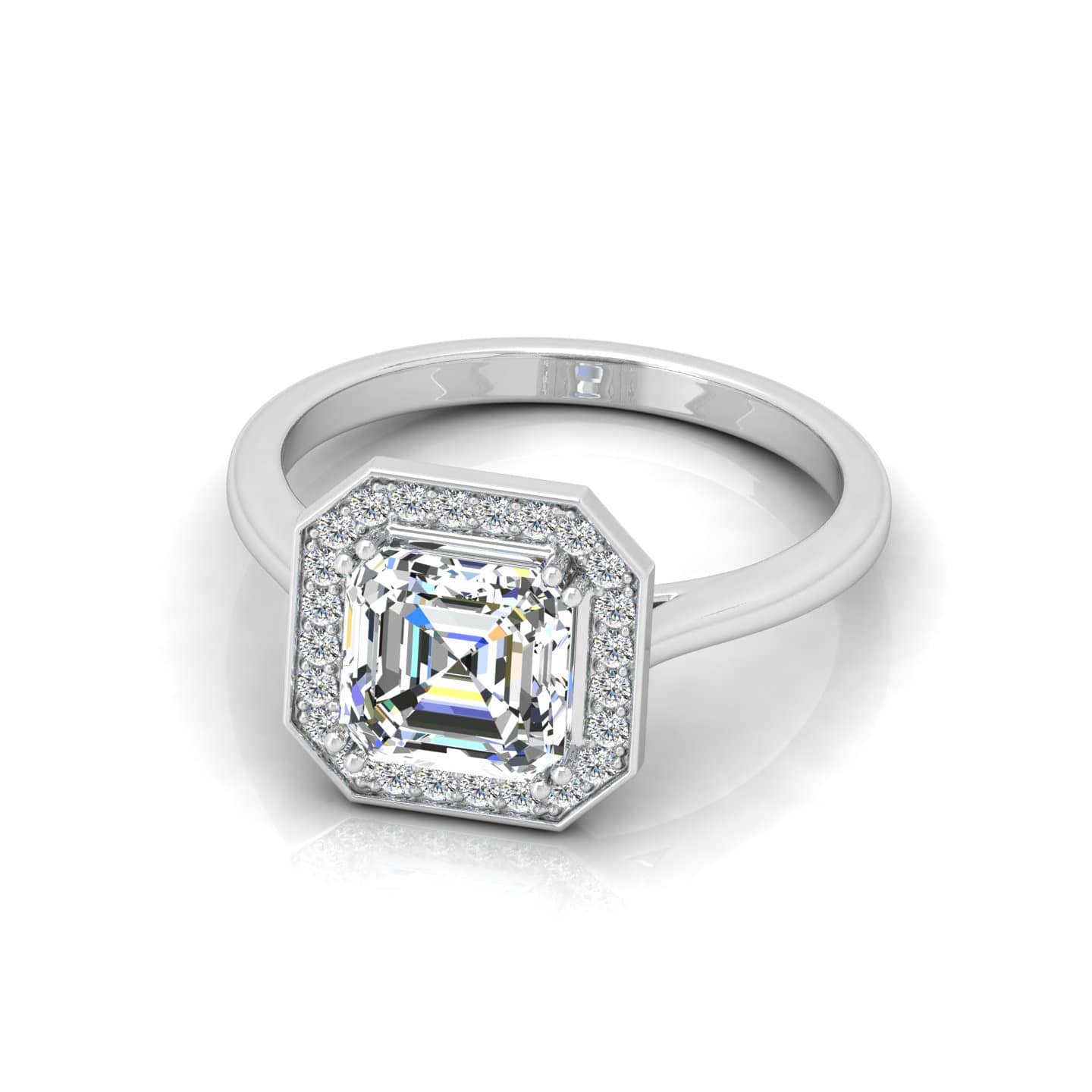 Asscher Diamond Halo Engagement Ring