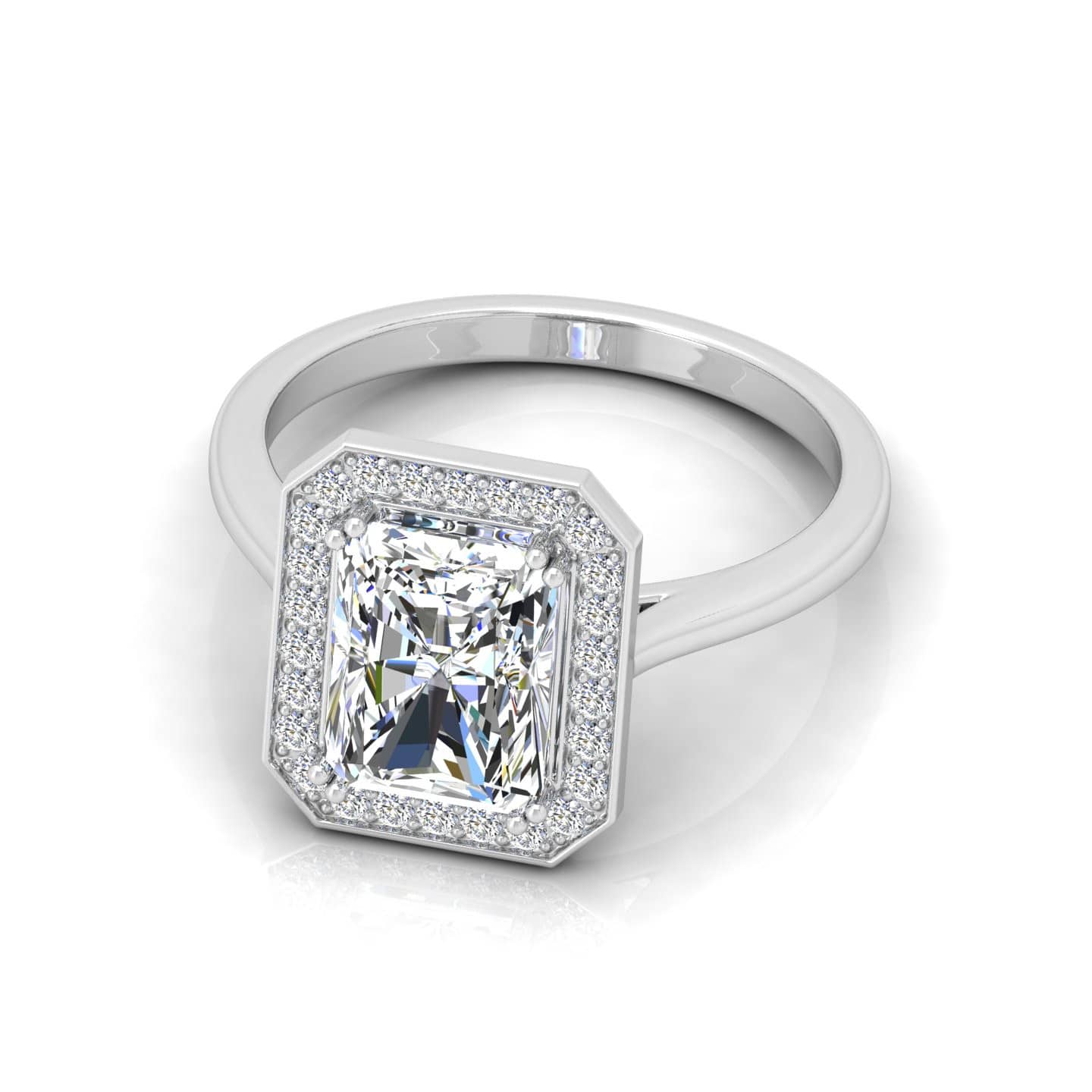 Radiant Cut Diamond Halo Engagement Ring