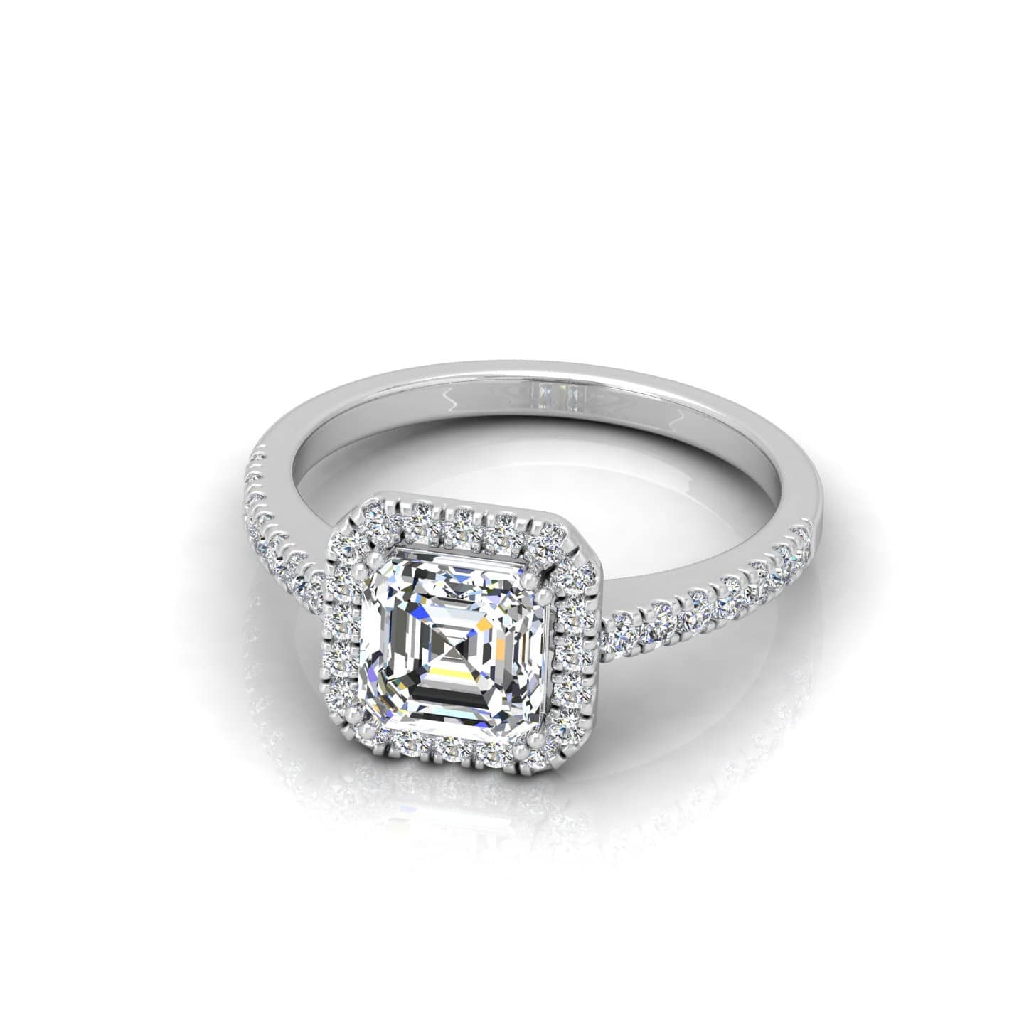 Classic Asscher Diamond Halo Engagement Ring