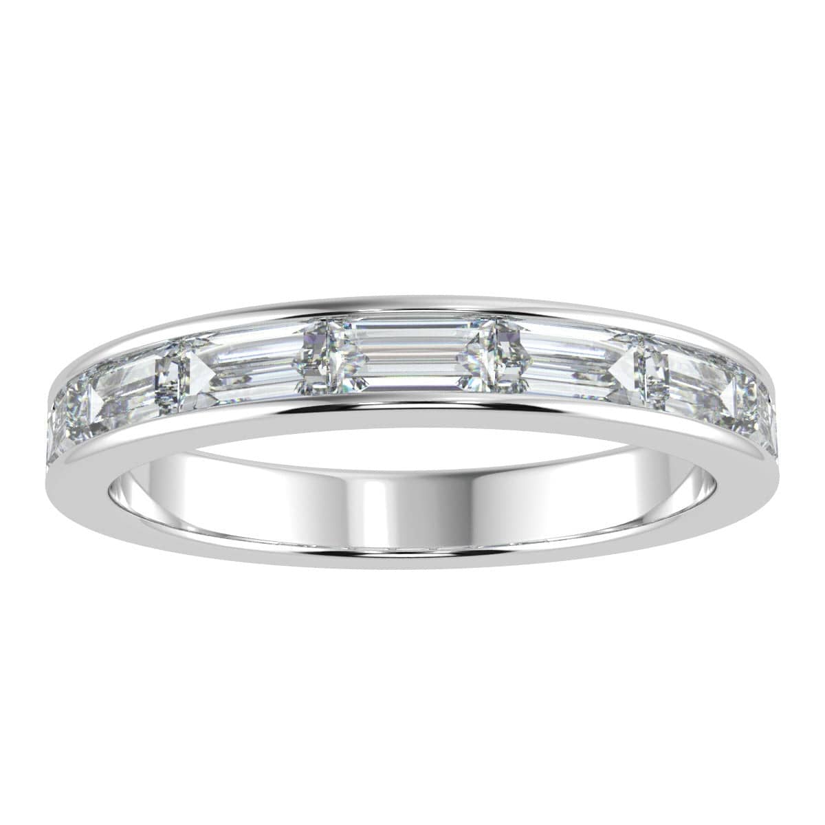 BAGUETTE DIAMOND HALF ETERNITY RING - HORIZONTAL WAY IN PLATINUM/18K GOLD - 0.50CT - 1.00CT